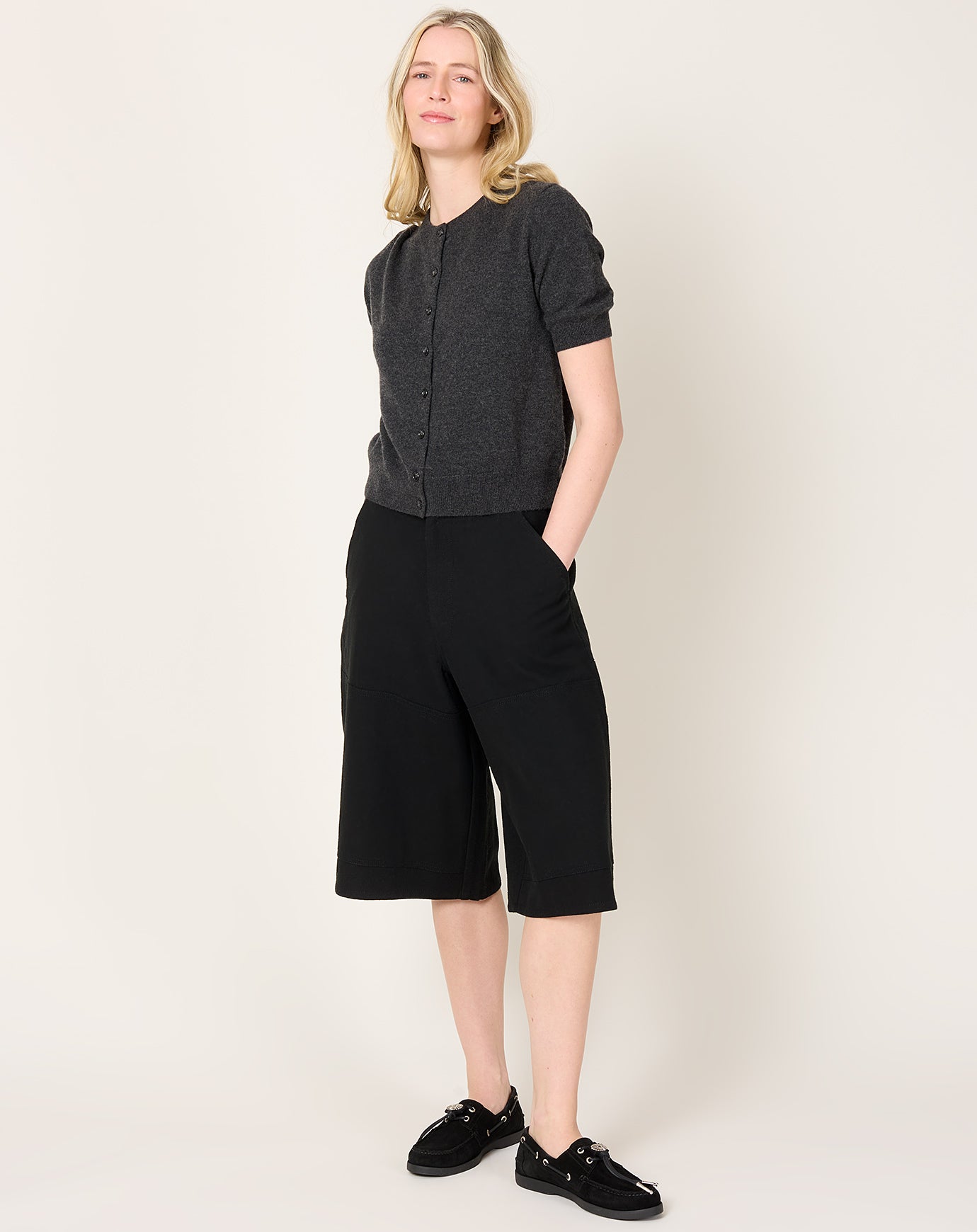 Lisa Yang Marine Cardigan in Charcoal