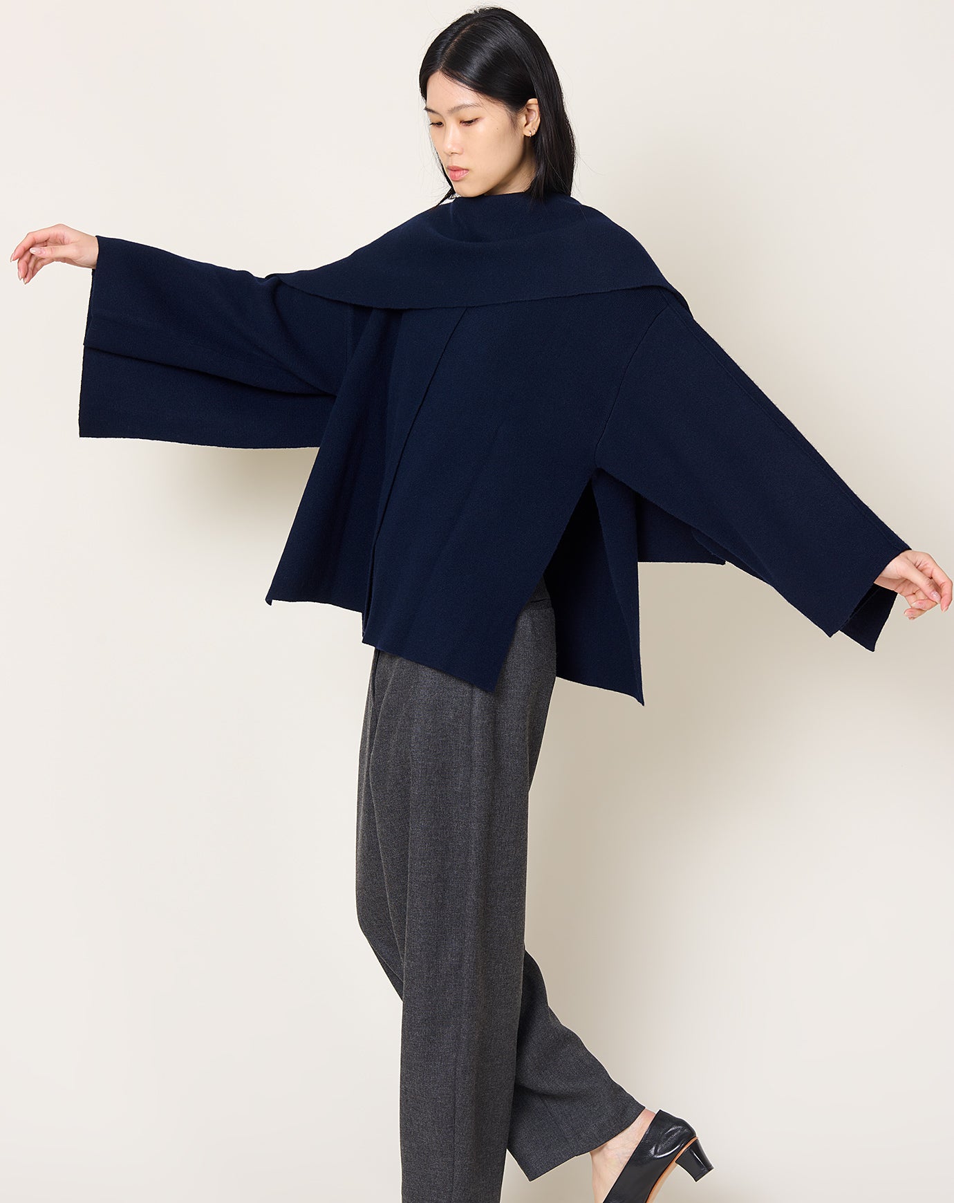 Lisa Yang Nessa Wrap Cardigan Coat in Navy