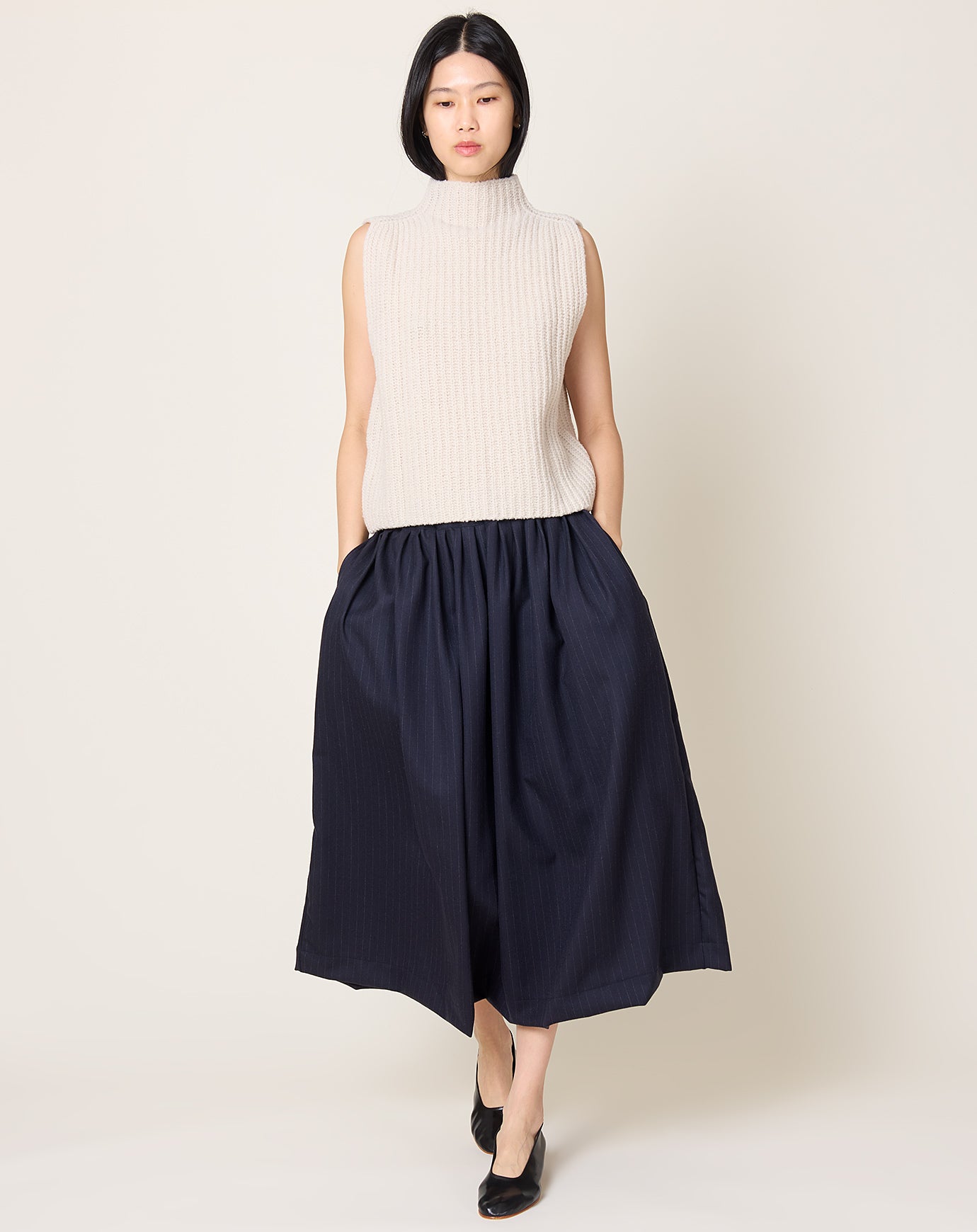 Makie Andrea Pleated Skirt in Navy Stripe