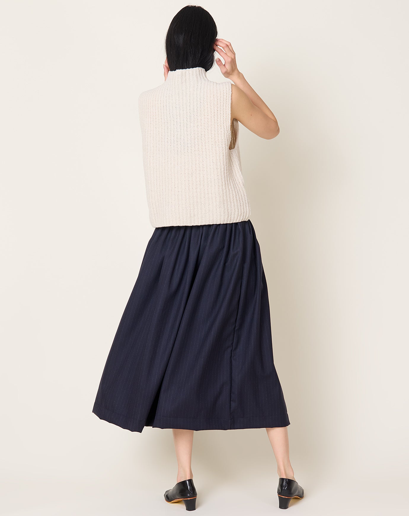 Makie Andrea Pleated Skirt in Navy Stripe