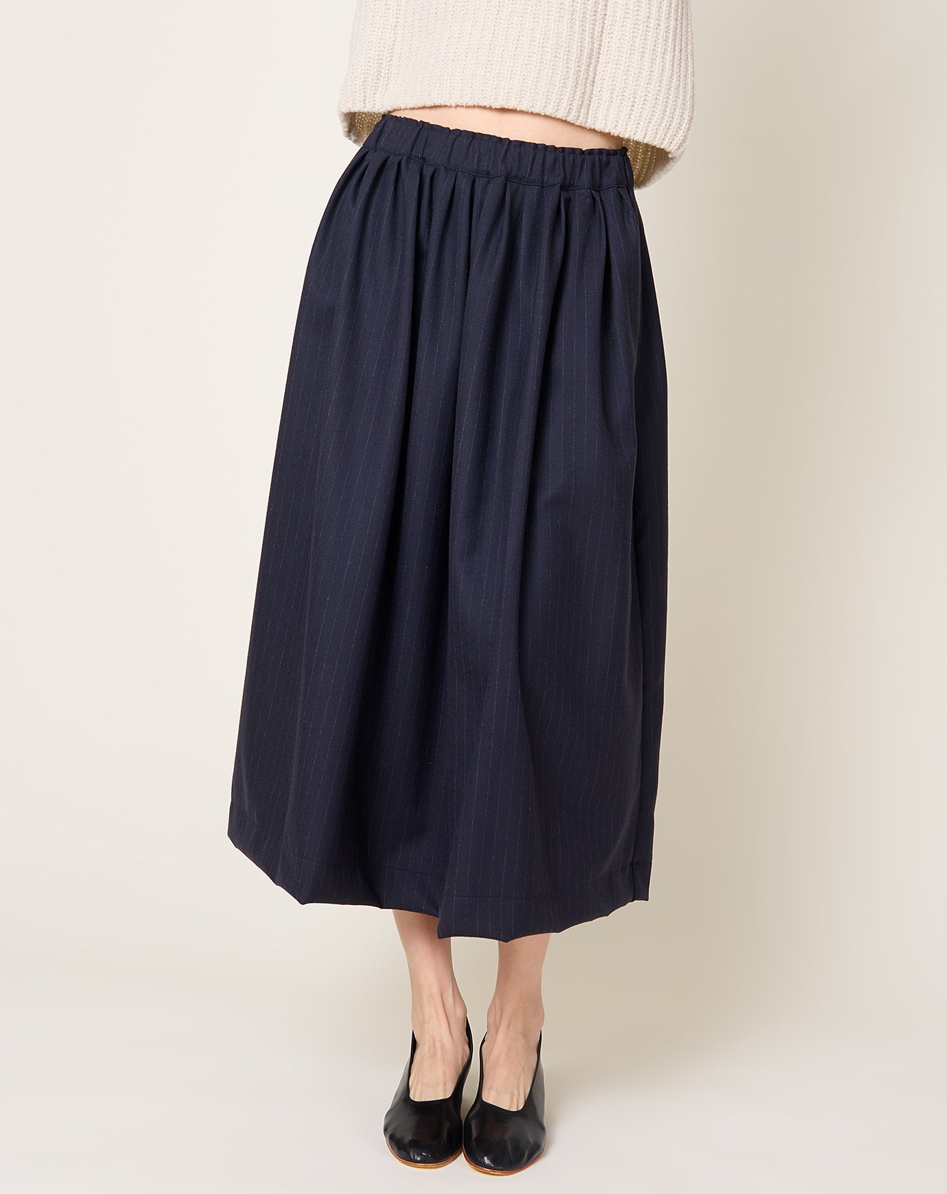 Makie Andrea Pleated Skirt in Navy Stripe