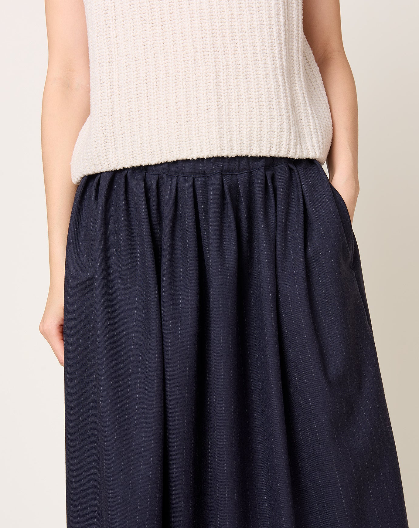Makie Andrea Pleated Skirt in Navy Stripe