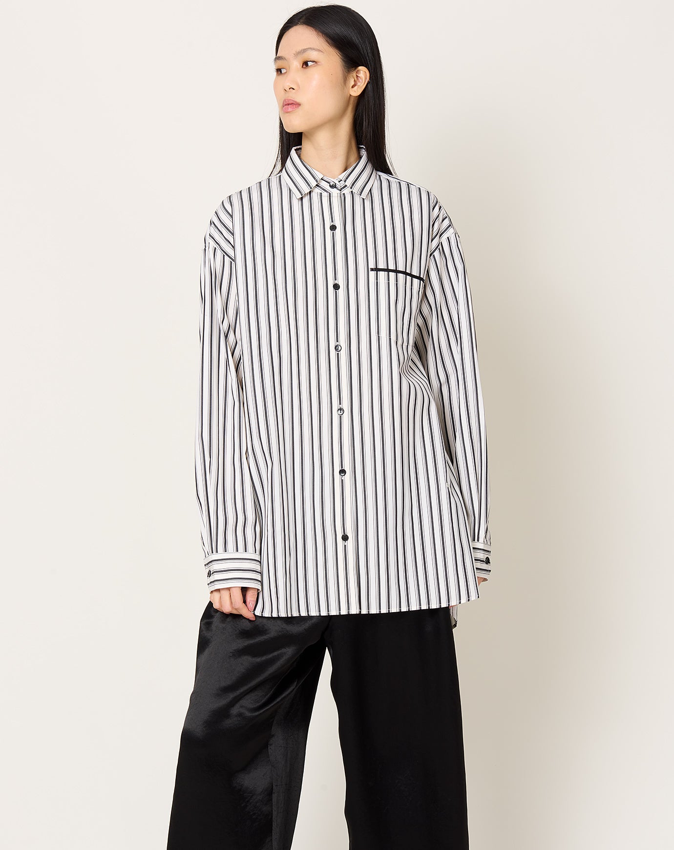 Maria McManus A-Line Tunic Shirt in Ivory Stripe