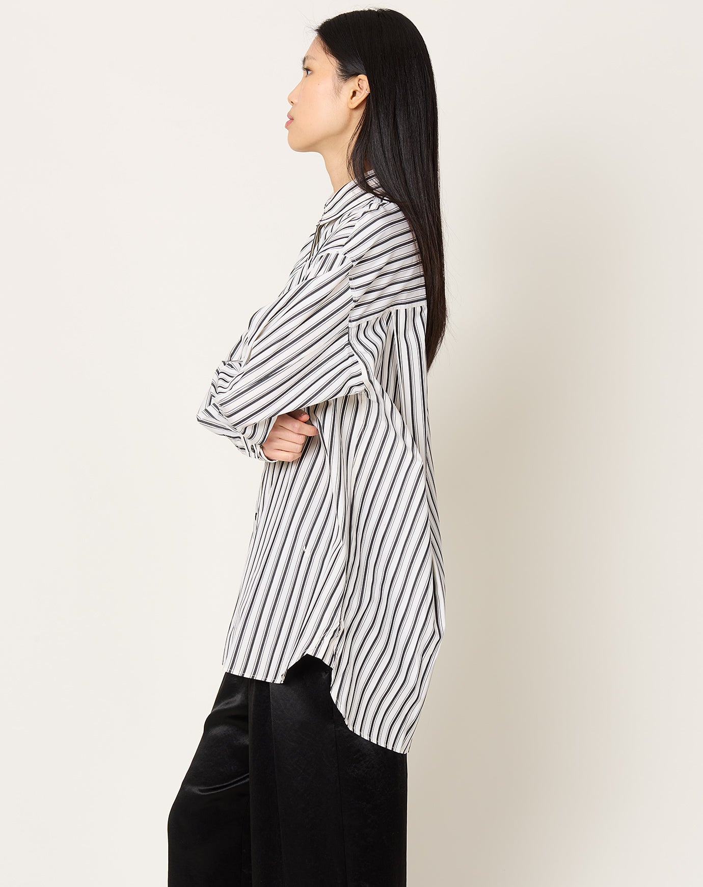 Maria McManus A-Line Tunic Shirt in Ivory Stripe