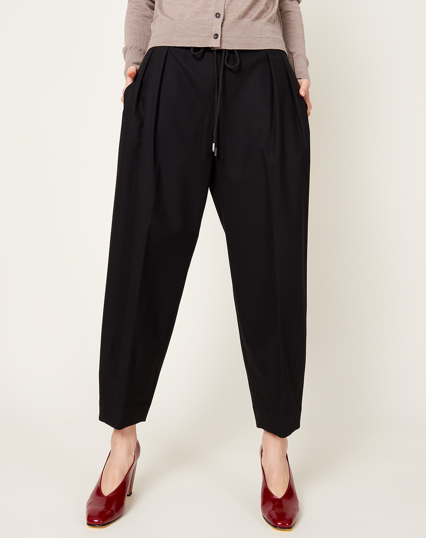 Maria McManus Barrel Leg Drawstring Trouser in Black