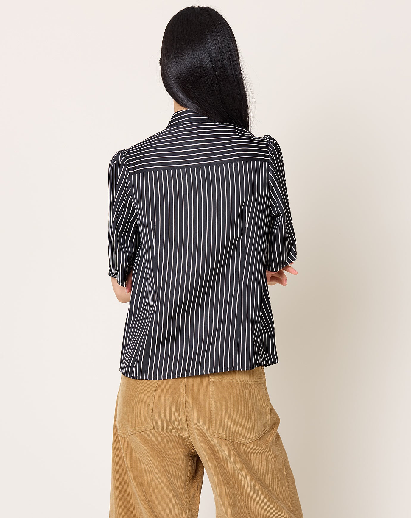 Maria McManus Bell Sleeve Blouse in Black Stripe