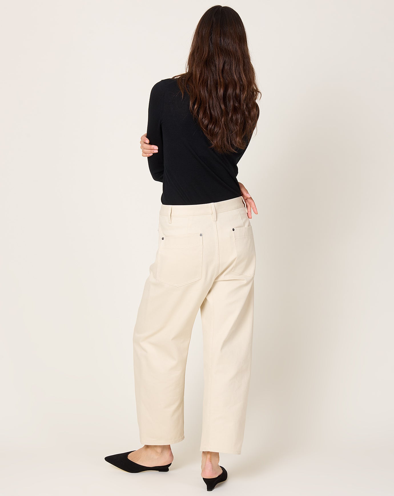 Maria McManus Bow Leg Cropped Jean in Ecru