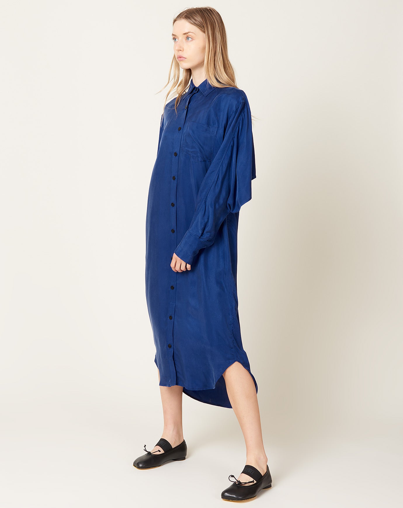 Maria McManus Cape Shirt Dress in Cobalt Blue