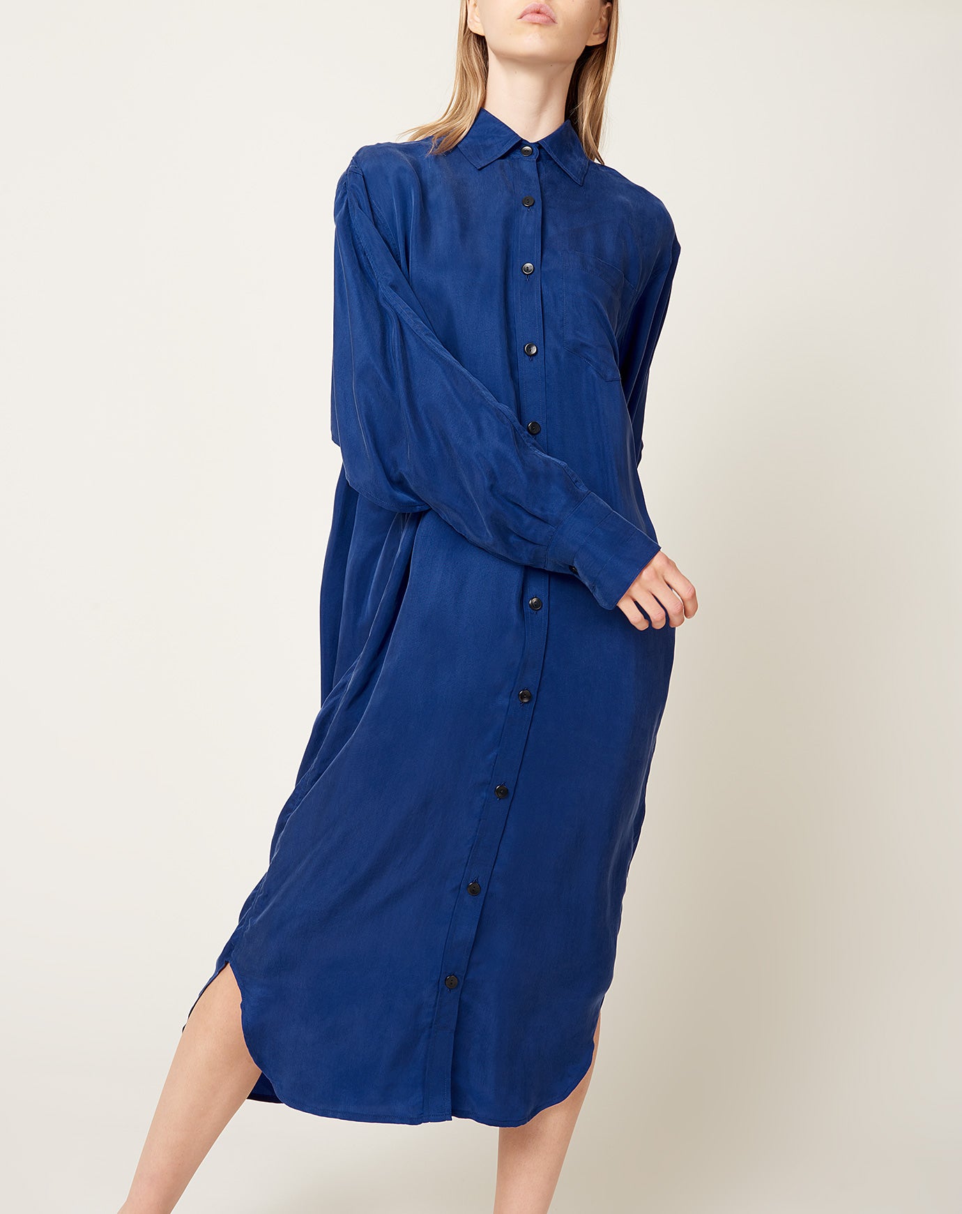 Maria McManus Cape Shirt Dress in Cobalt Blue