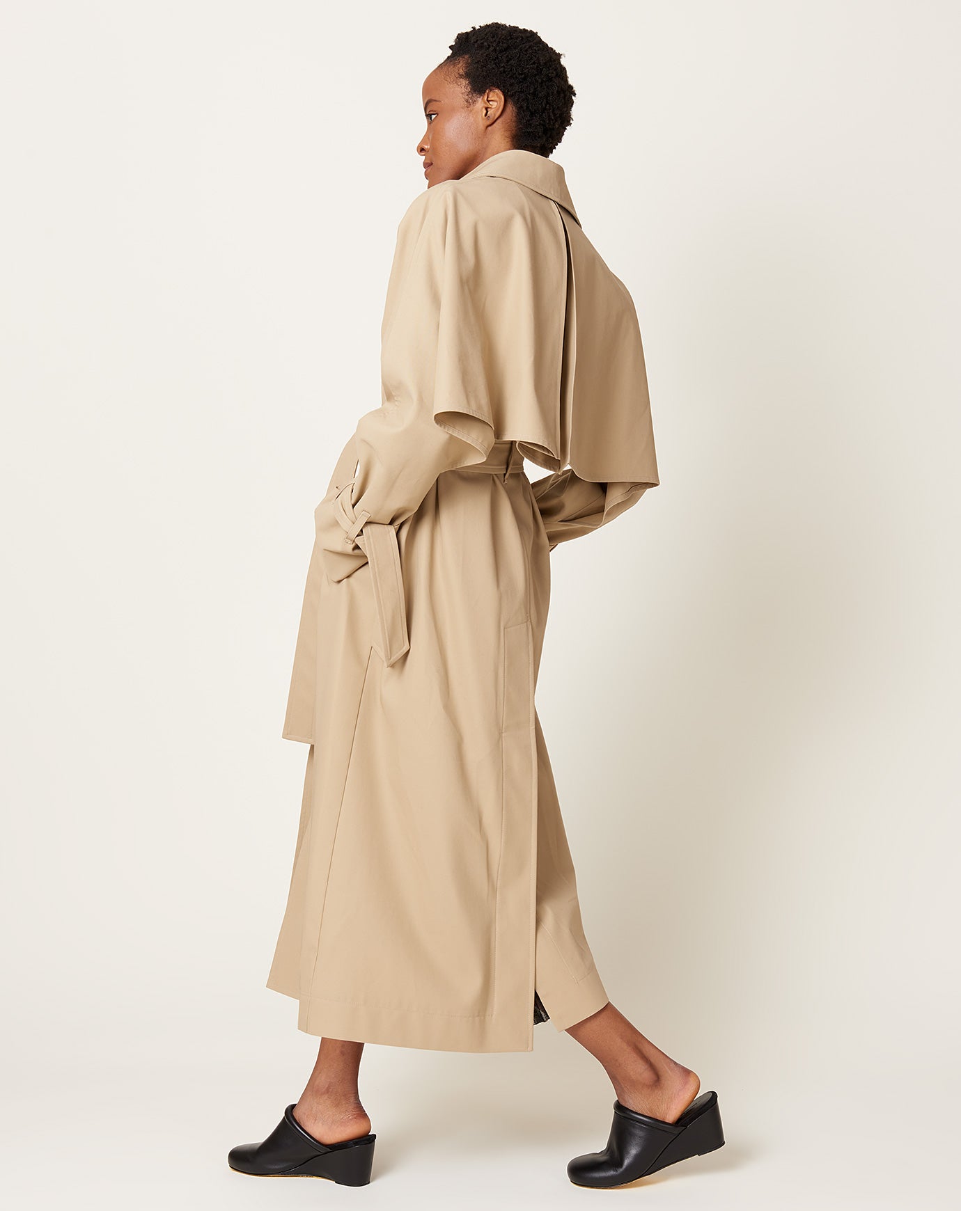 Maria McManus Cape Trench Coat in Sand