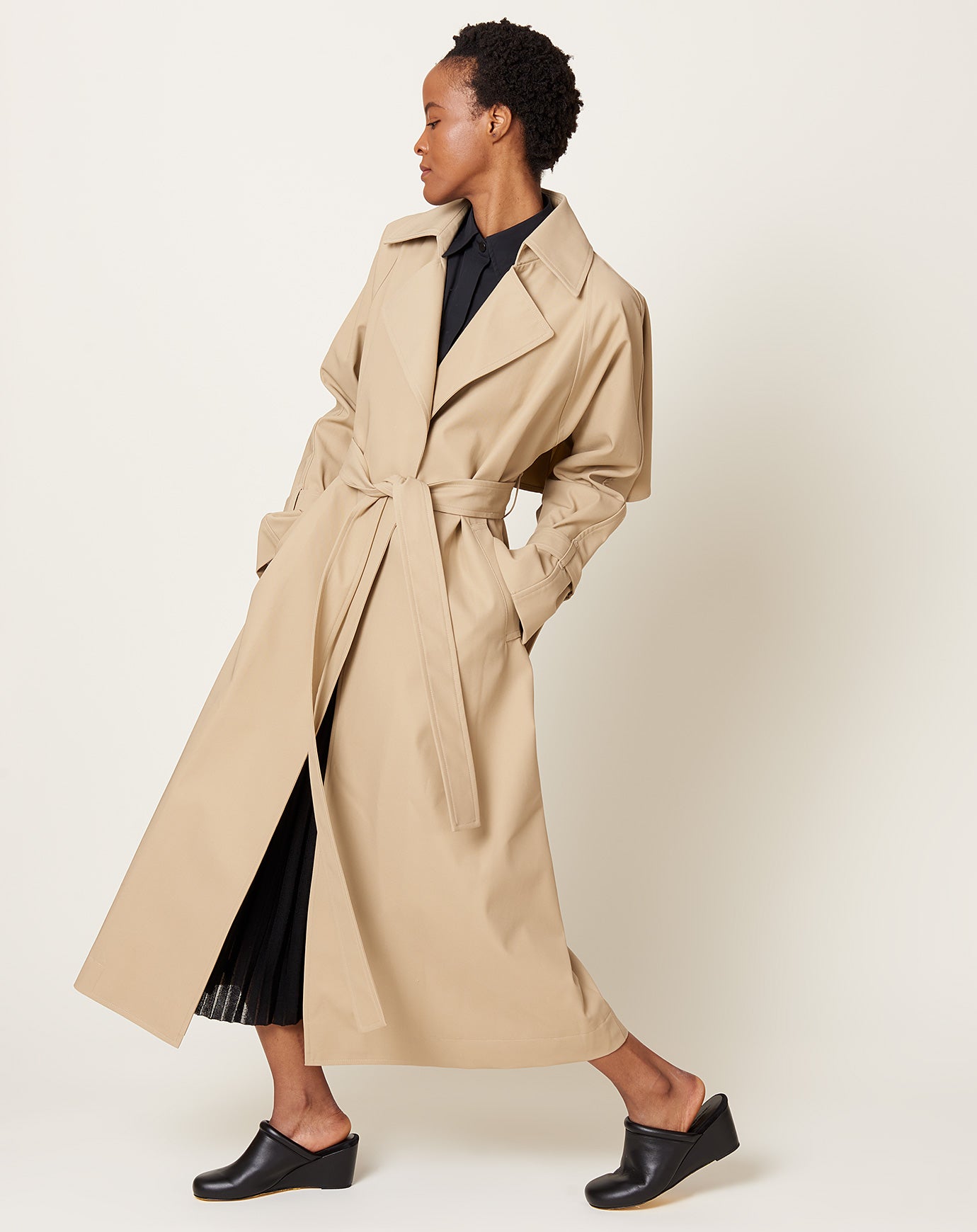 Maria McManus Cape Trench Coat in Sand