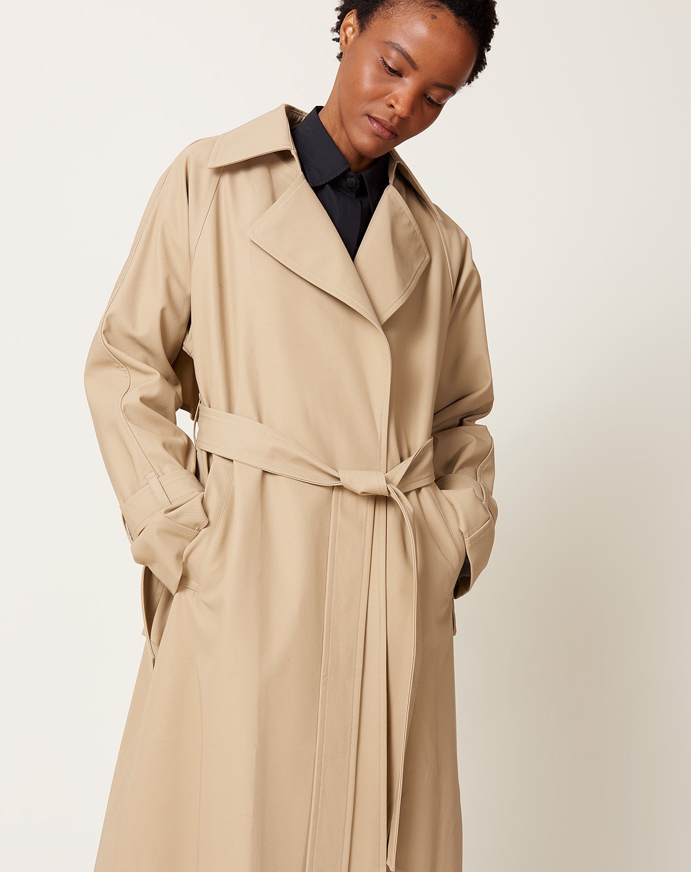 Maria McManus Cape Trench Coat in Sand