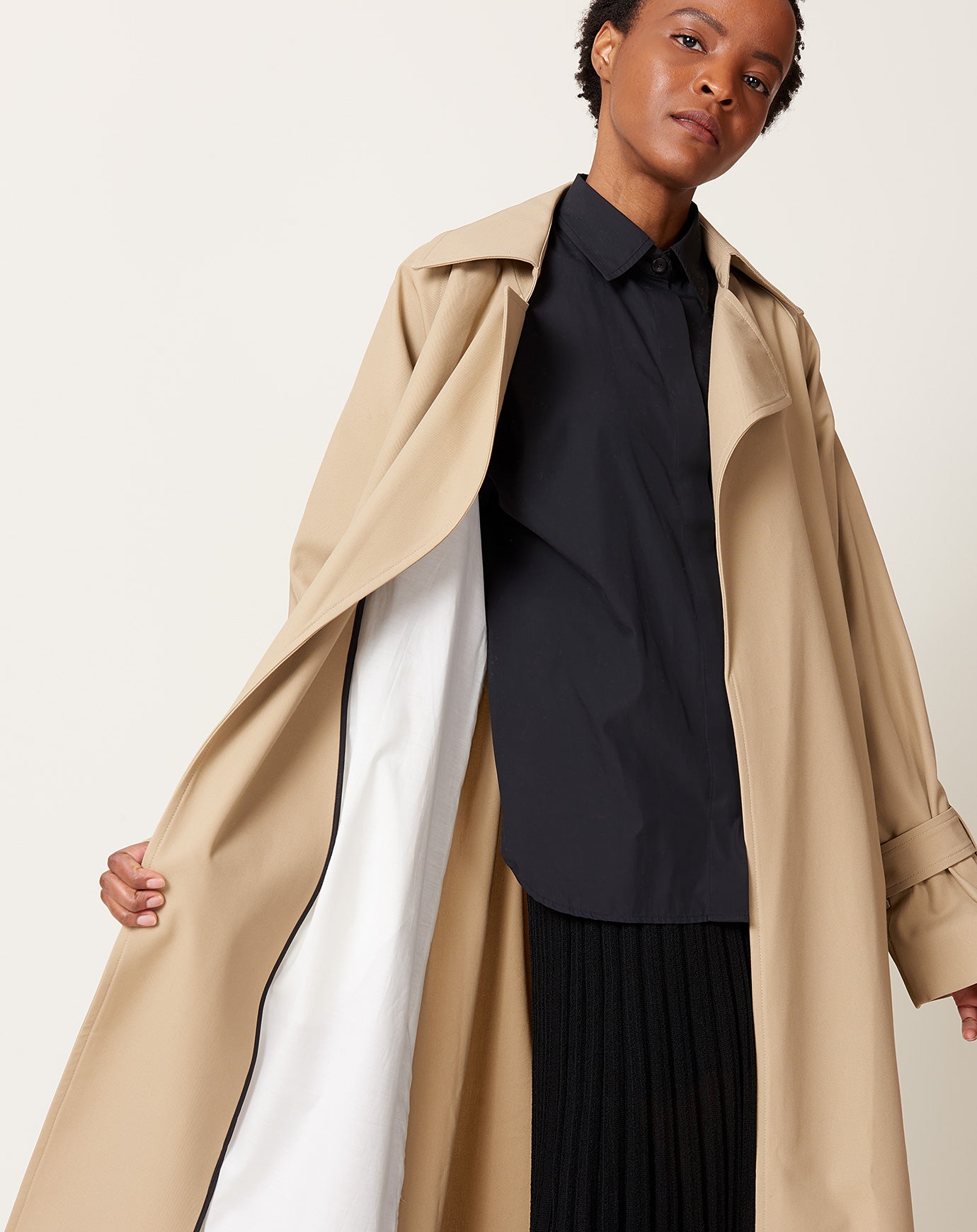 Maria McManus Cape Trench Coat in Sand