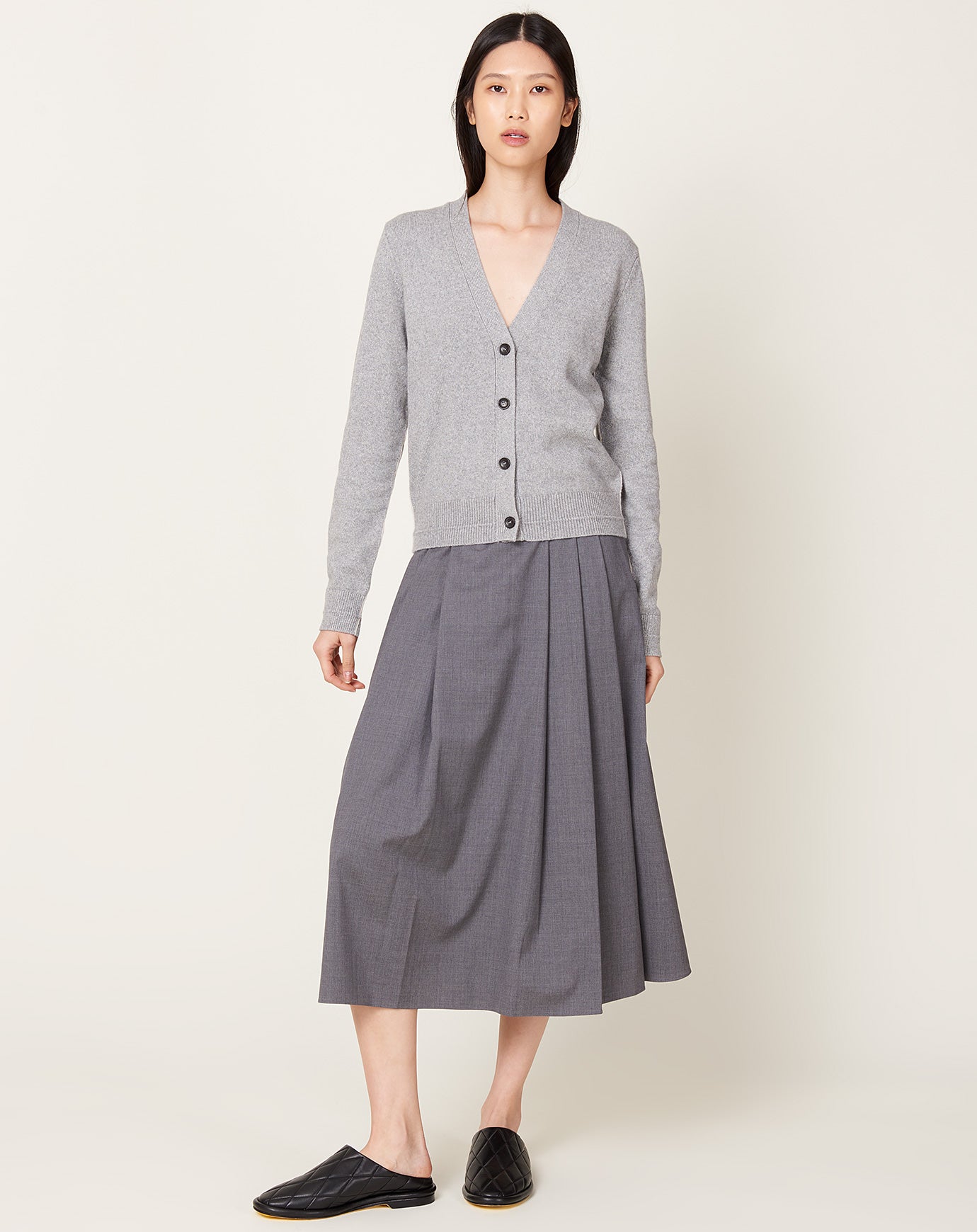 Maria McManus Classic V Cardigan in Heather Grey