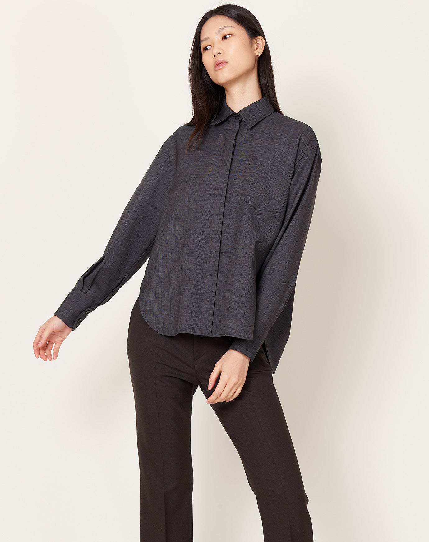 Maria McManus Covered Placket Shirt in Glen Plaid