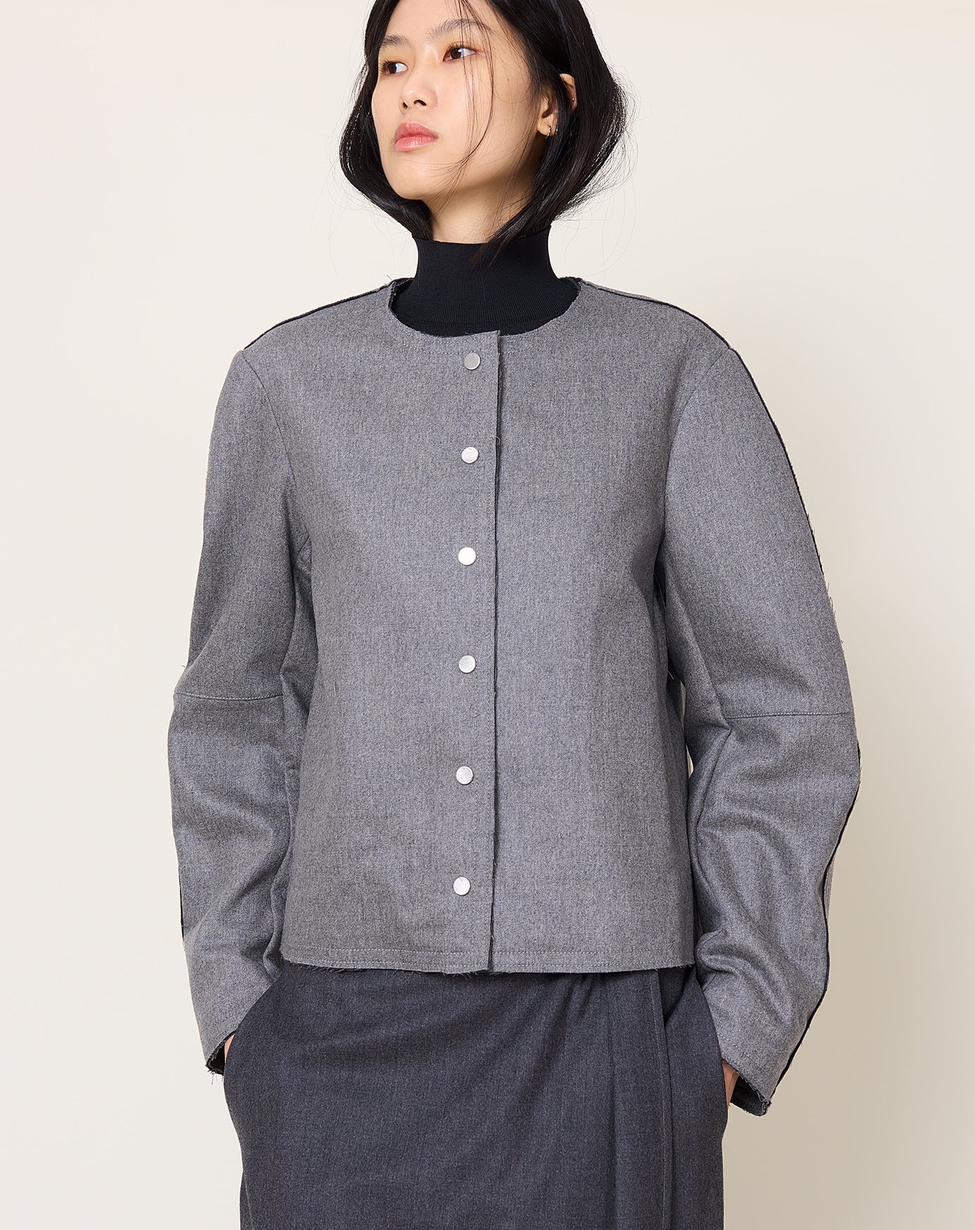 Maria McManus Crescent Crop Jacket in Charcoal Grey