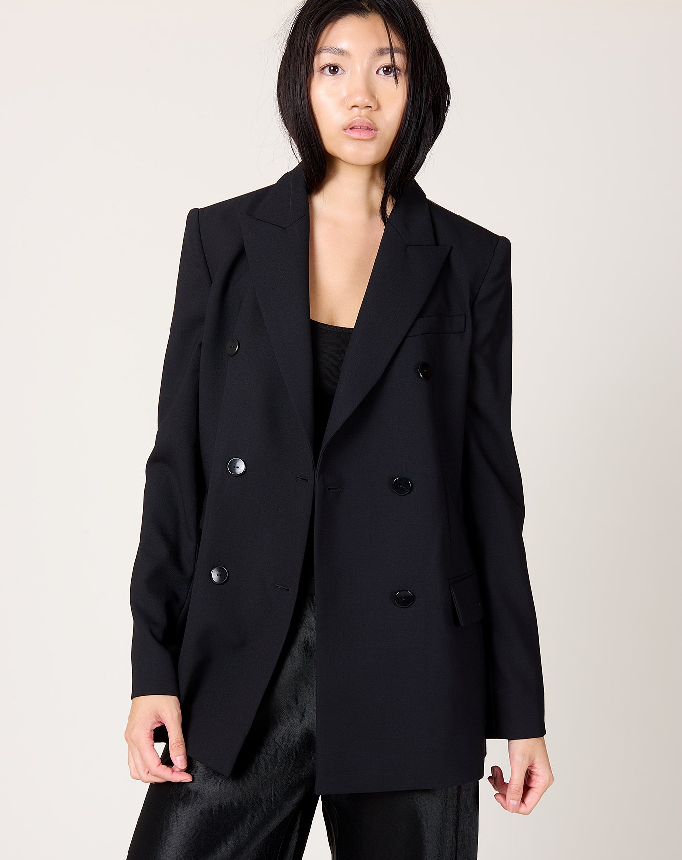 Maria McManus Double Breasted Cloak Blazer in Black