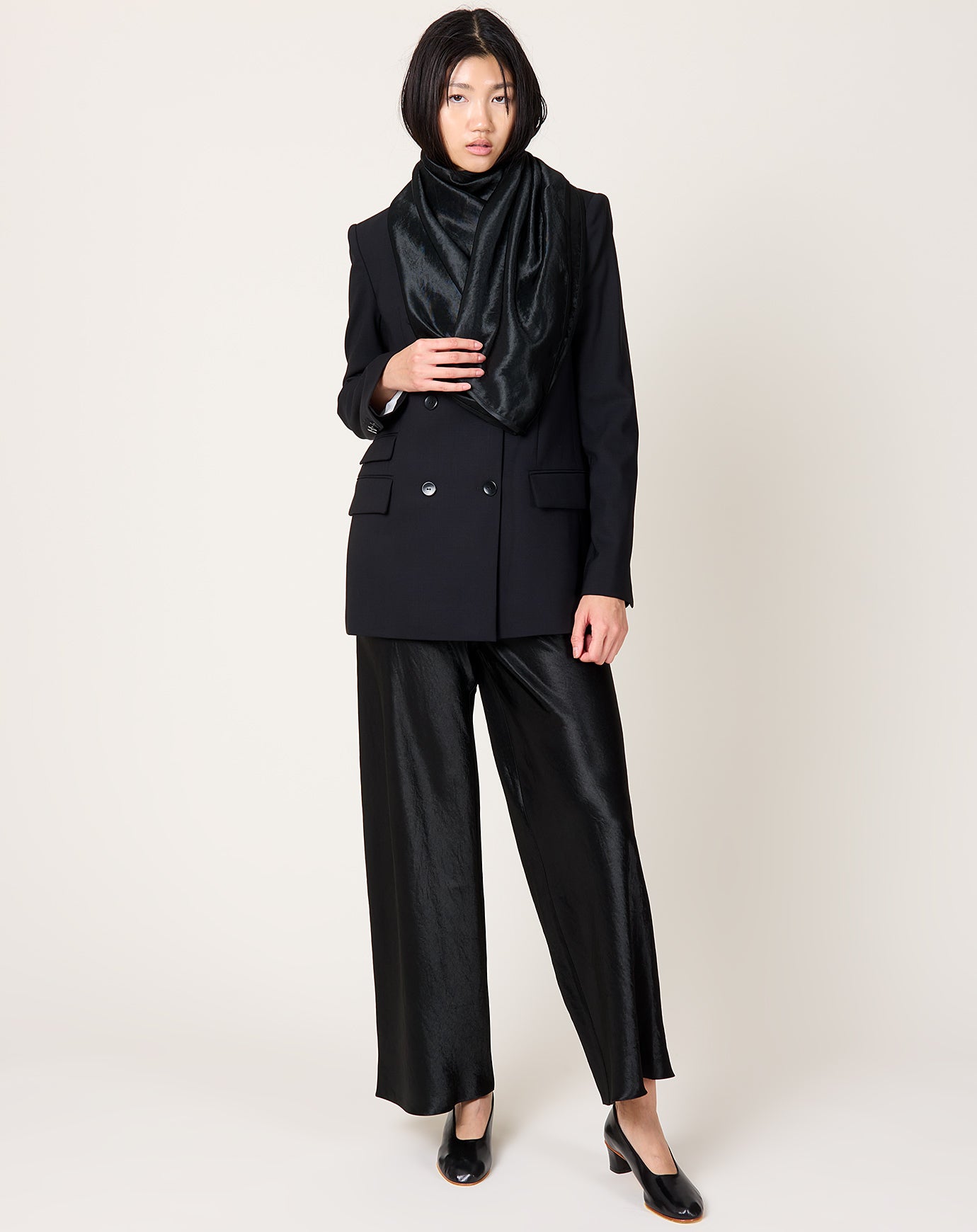 Maria McManus Double Breasted Cloak Blazer in Black
