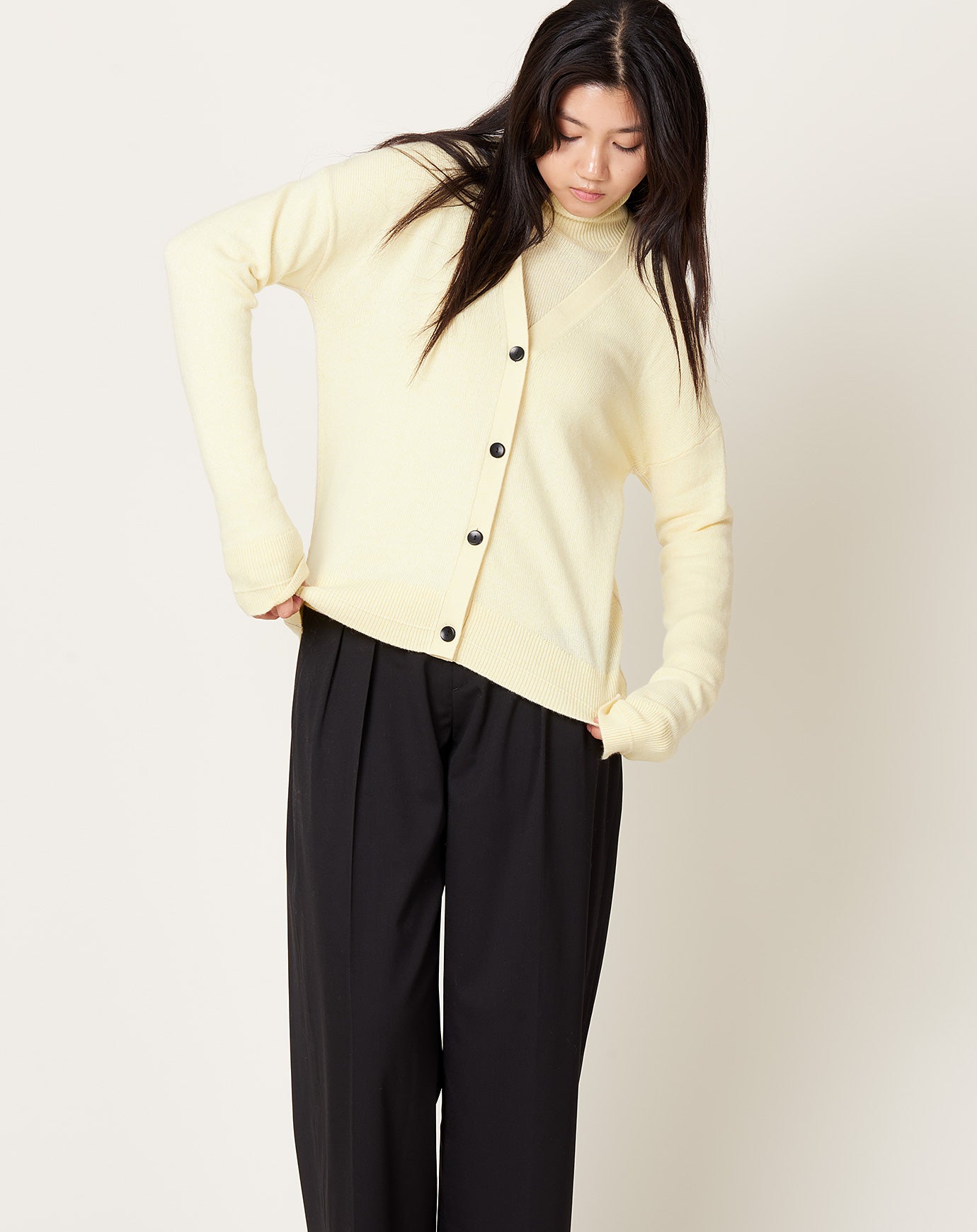 Maria McManus Featherweight Boyfriend Cardigan in Lemonade