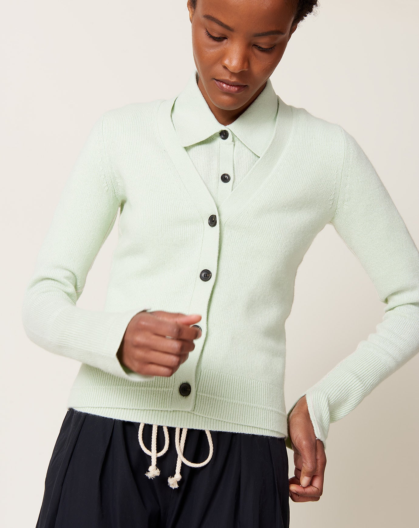 Maria McManus Featherweight Slim Cardigan in Sea Glass