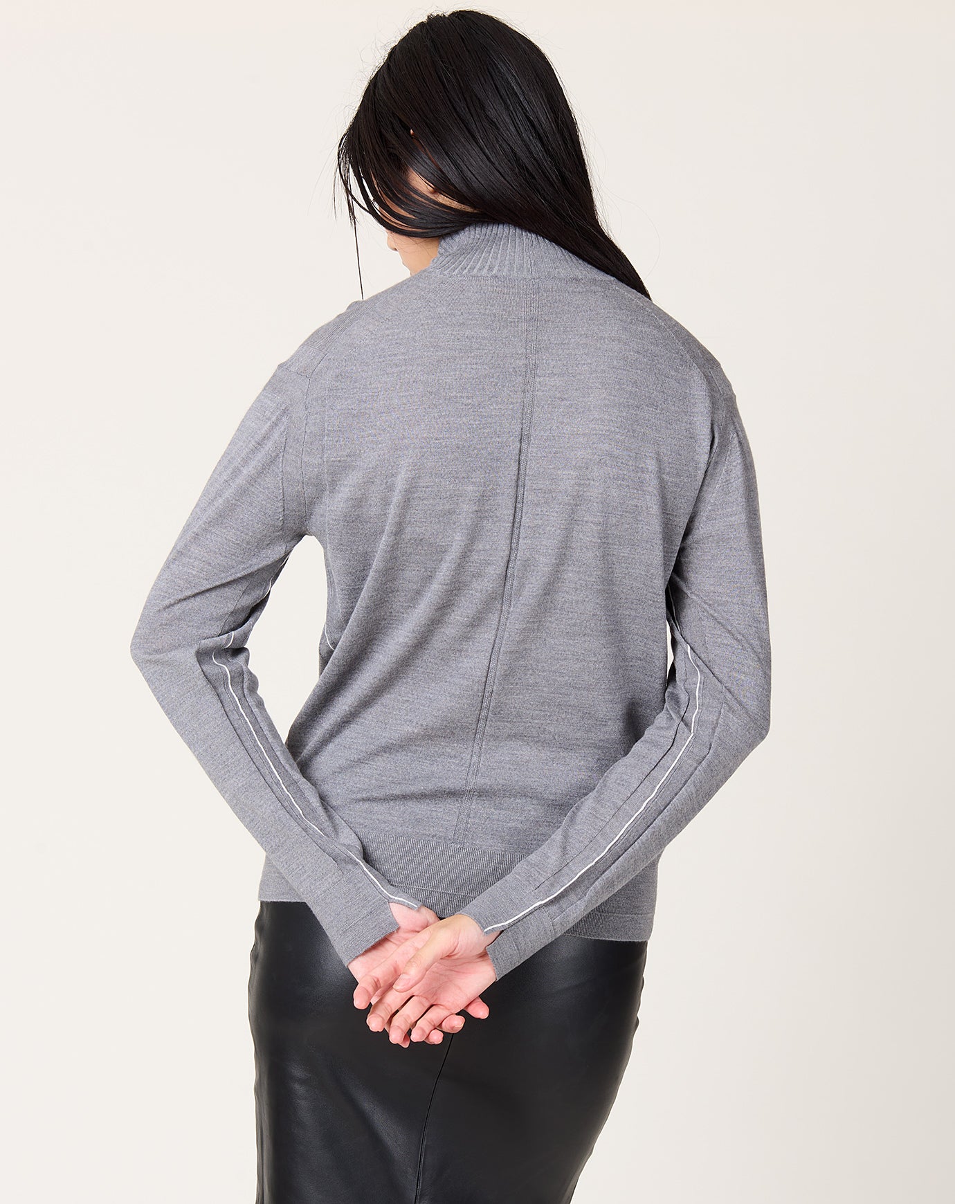 Maria McManus Fine Gauge Mock Neck in Heather Grey