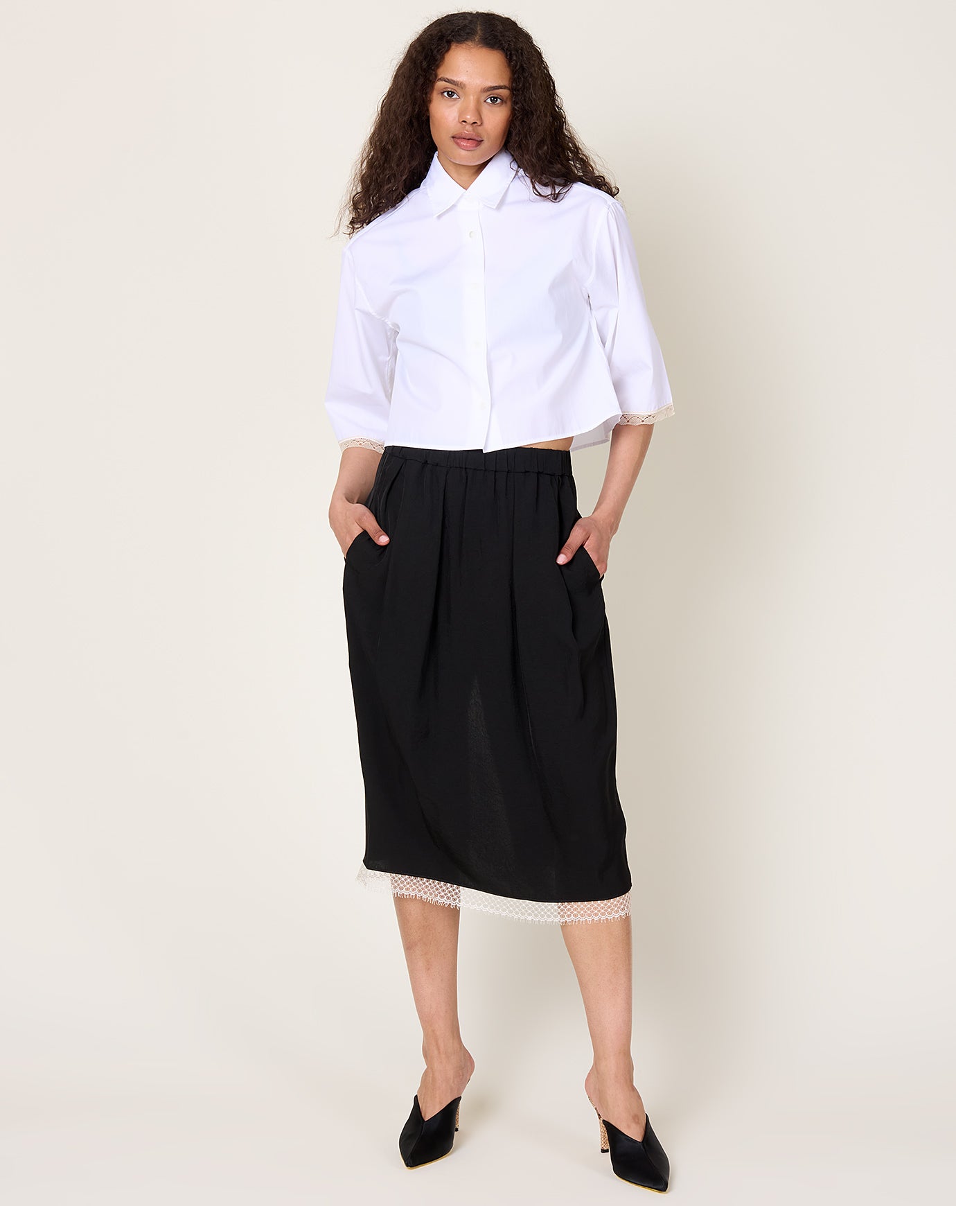 Maria McManus Lace Tulip Skirt in Black