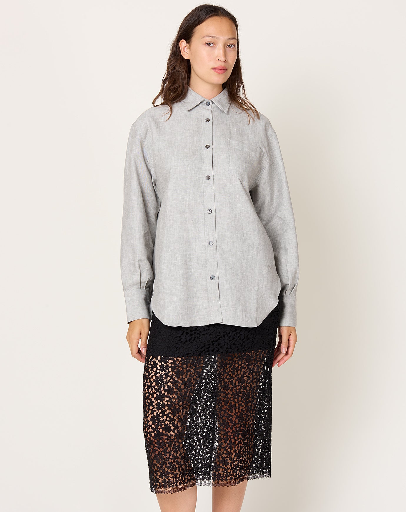 Maria McManus Oversized Tunic Shirt in Grey Chambray