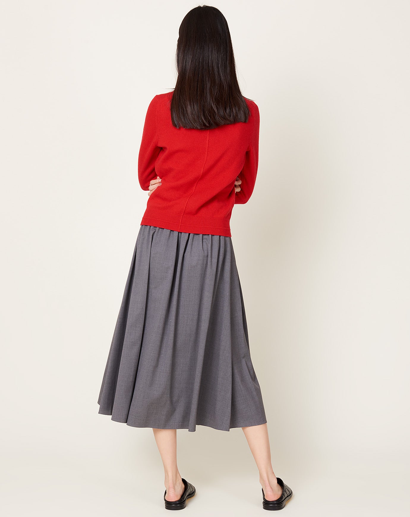 Maria McManus Pleat Front Full Skirt in Charcoal Grey