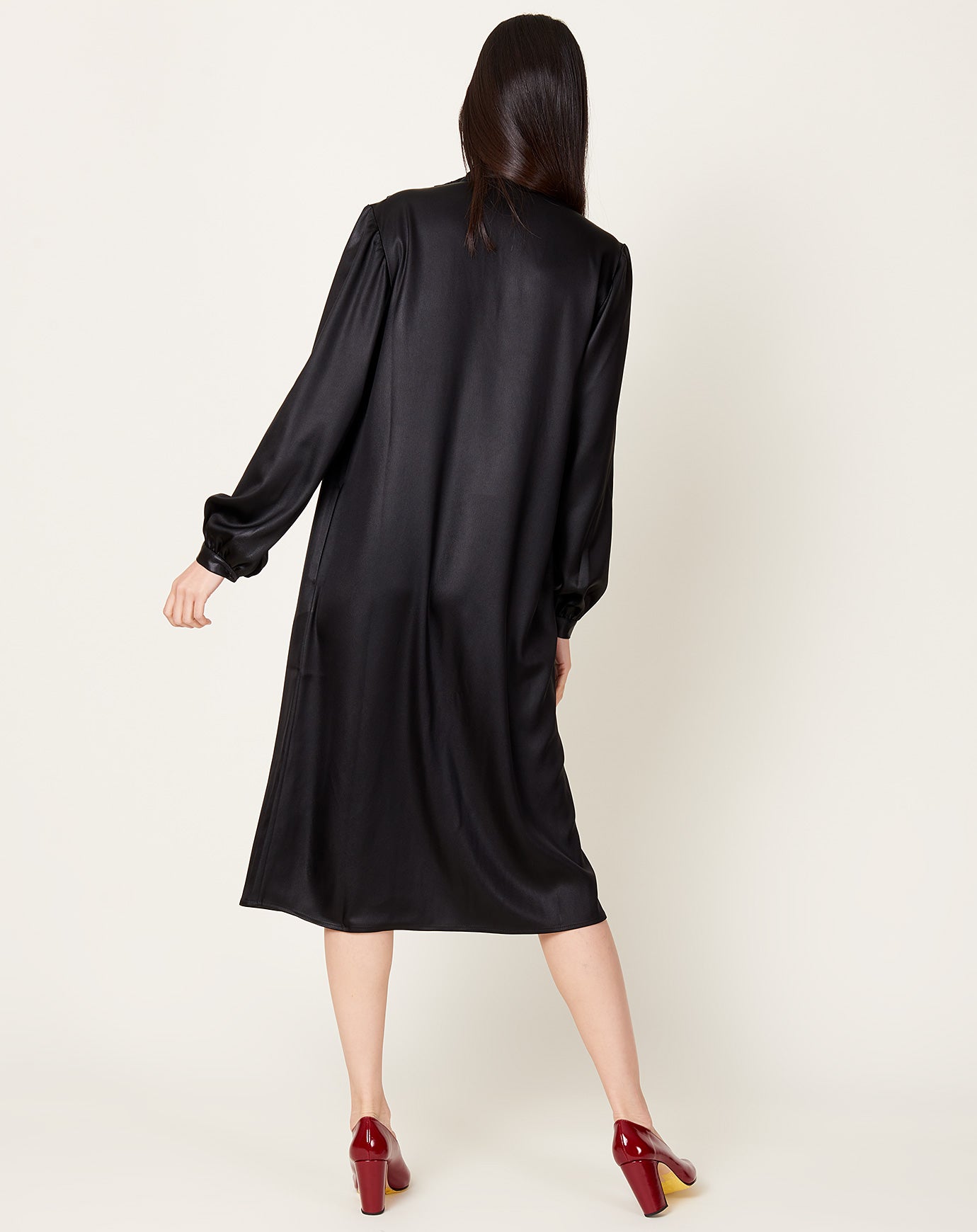 Maria McManus Pleated Blouson Dress in Black