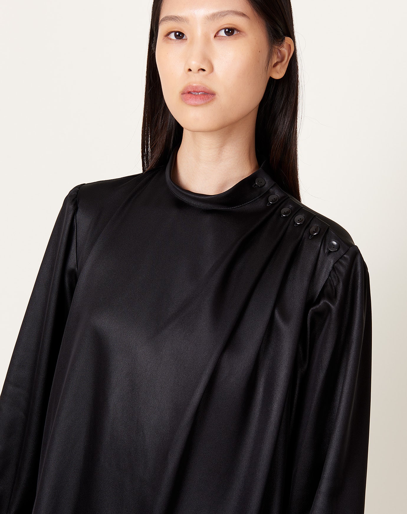 Maria McManus Pleated Blouson Dress in Black