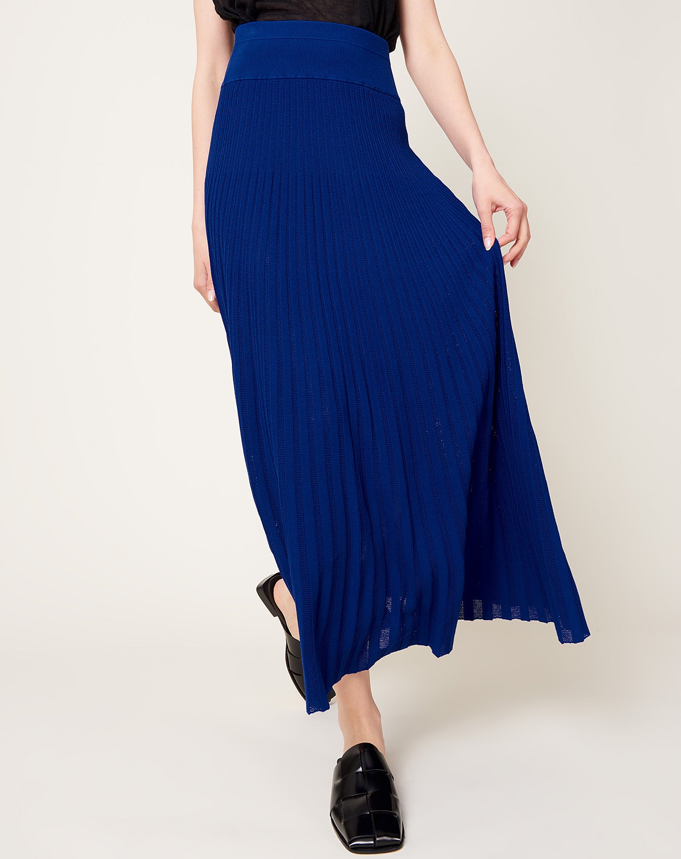 Maria McManus Pleated Mesh Skirt in Cobalt Blue