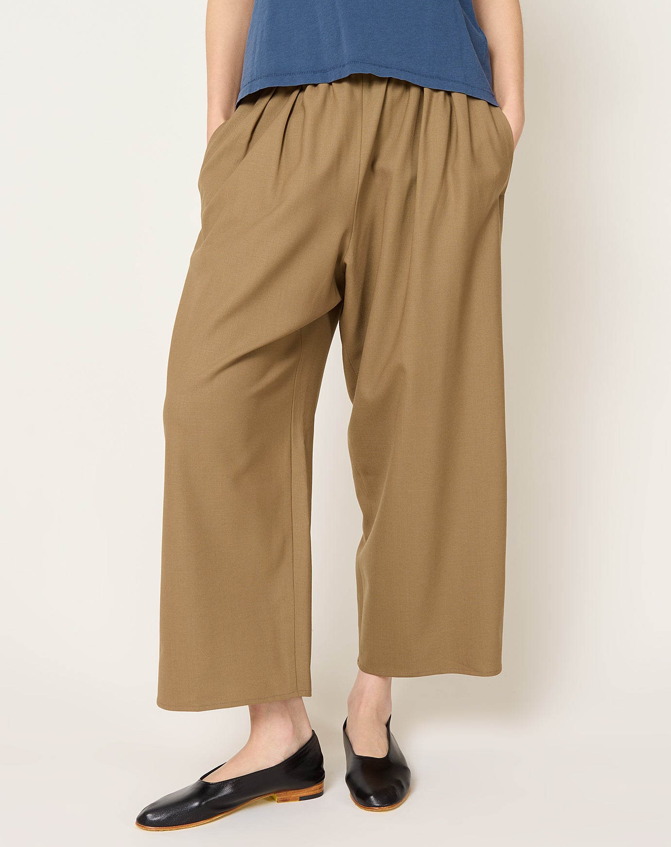 Maria McManus Pull On Wide Leg Crop Pant in Caramel