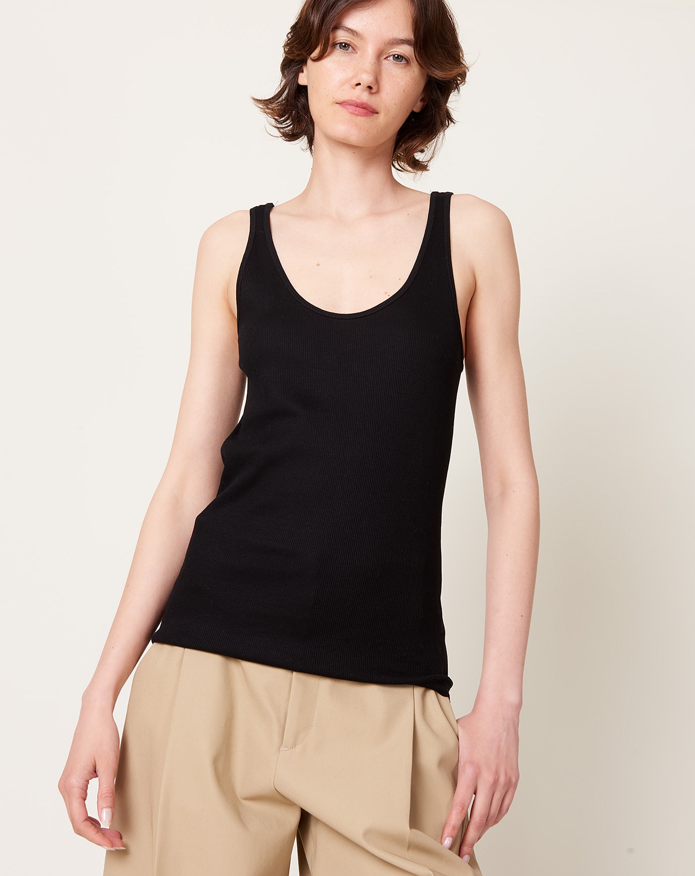 Maria McManus Ribbed Tank Top in Black