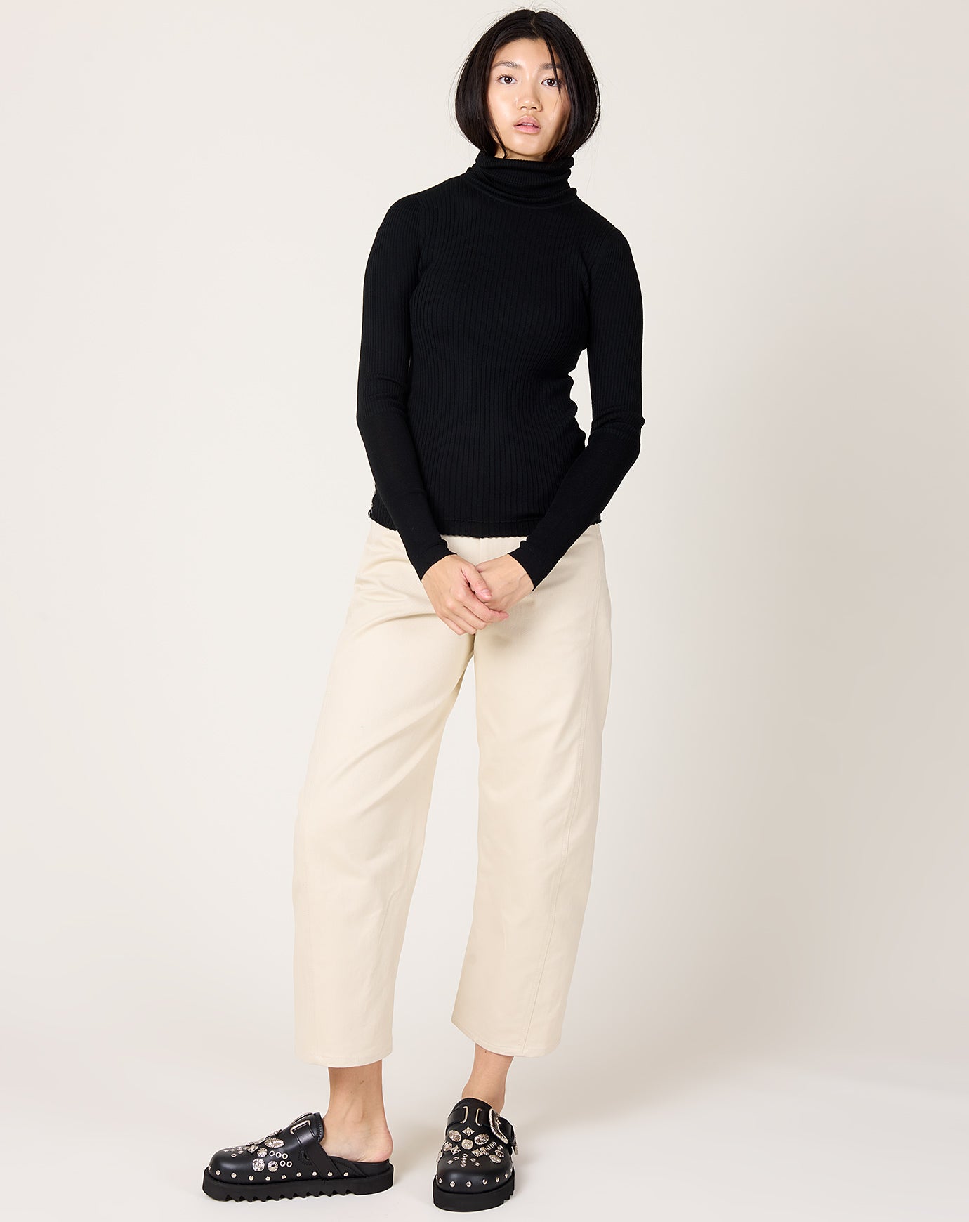 Maria McManus Ribbed Turtleneck in Black