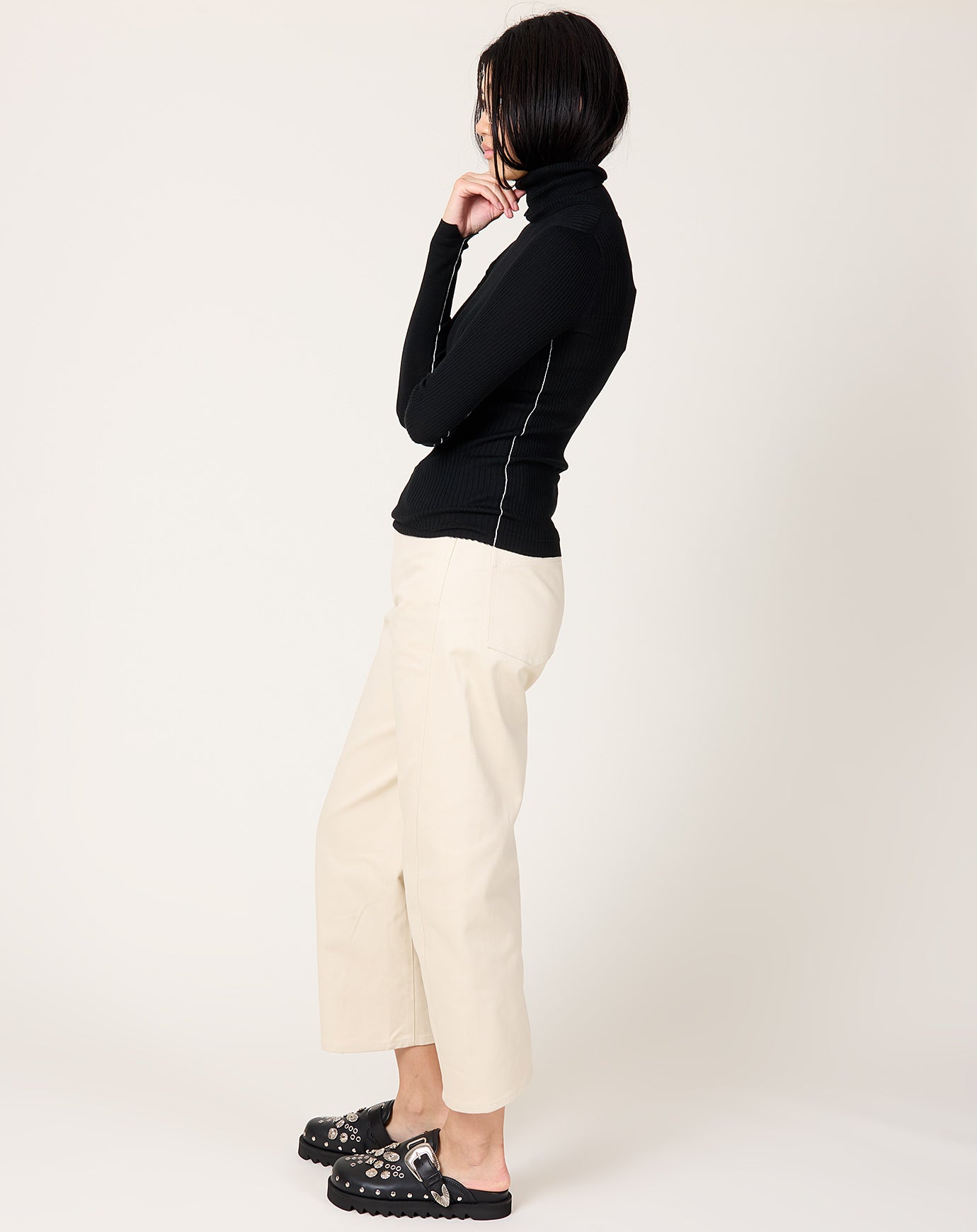 Maria McManus Ribbed Turtleneck in Black