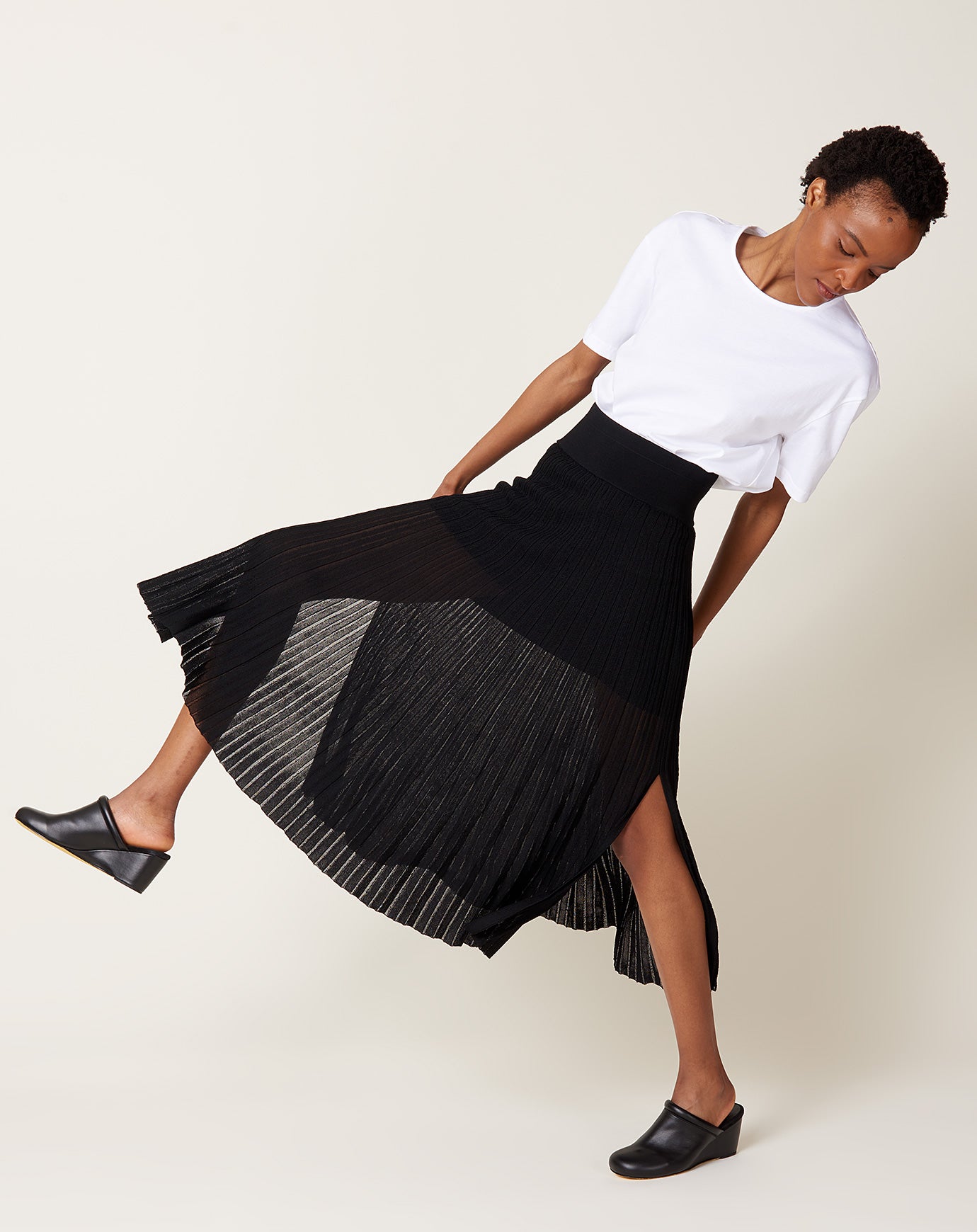 Maria McManus Sheer Pleat Skirt in Black