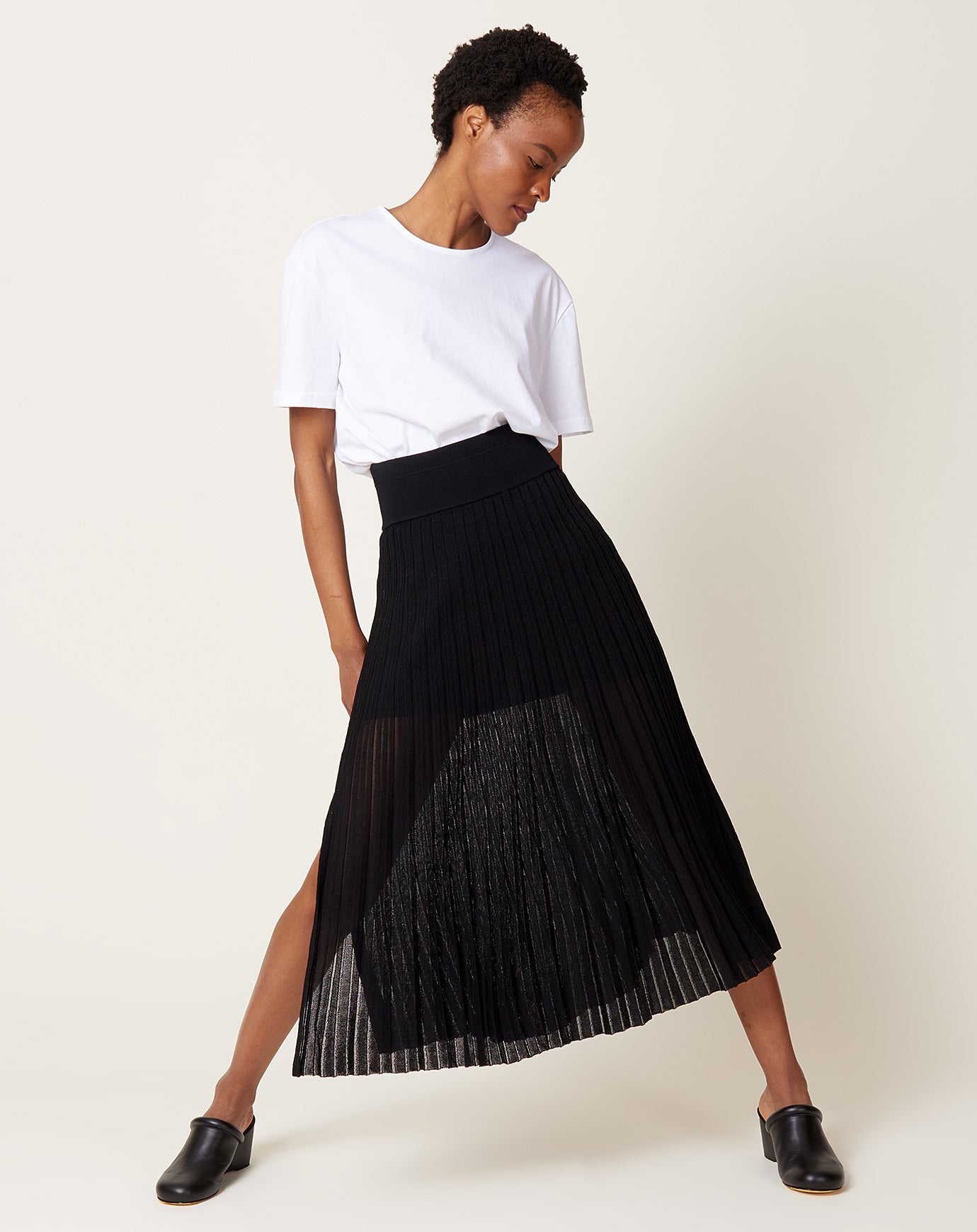 Maria McManus Sheer Pleat Skirt in Black