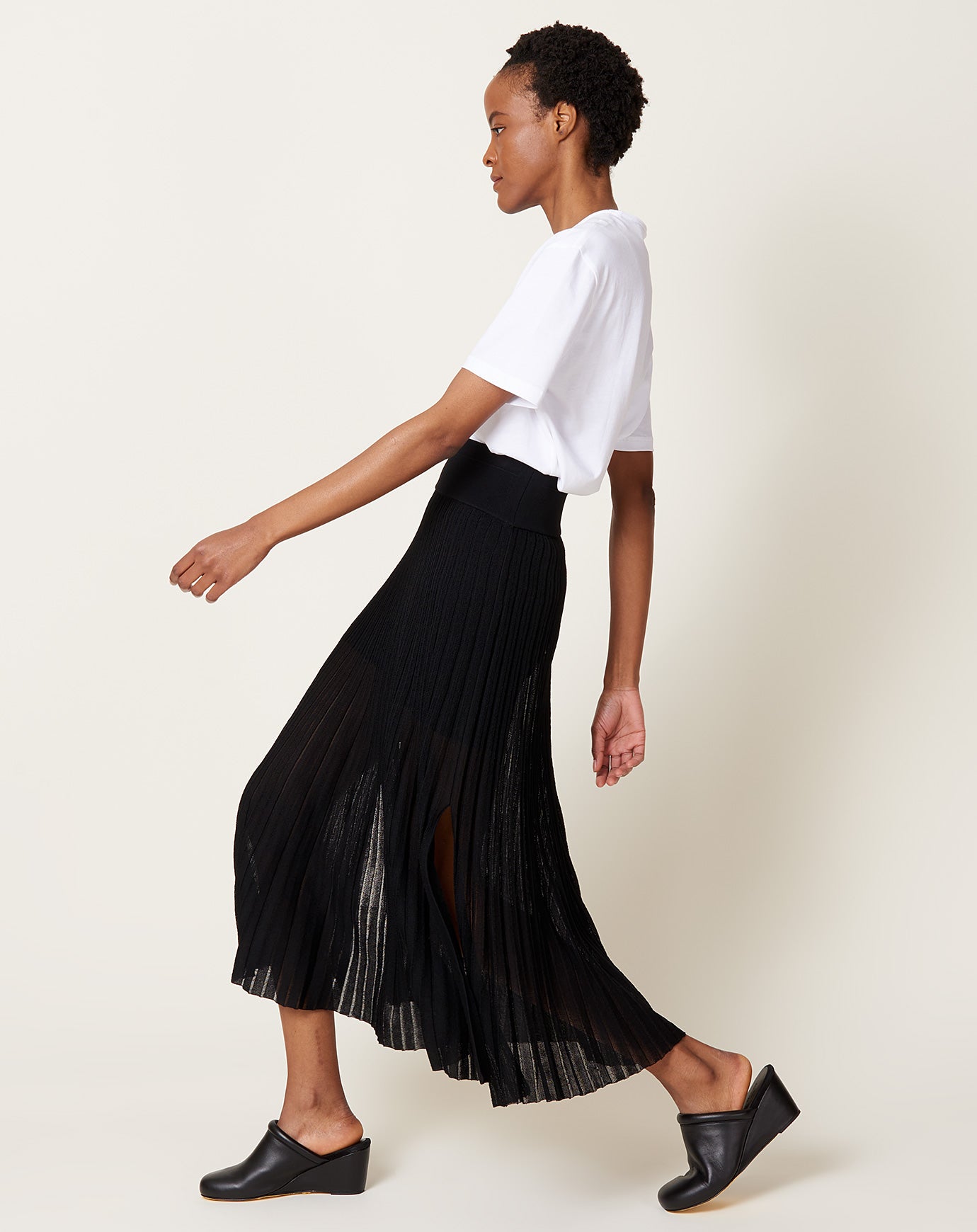 Maria McManus Sheer Pleat Skirt in Black