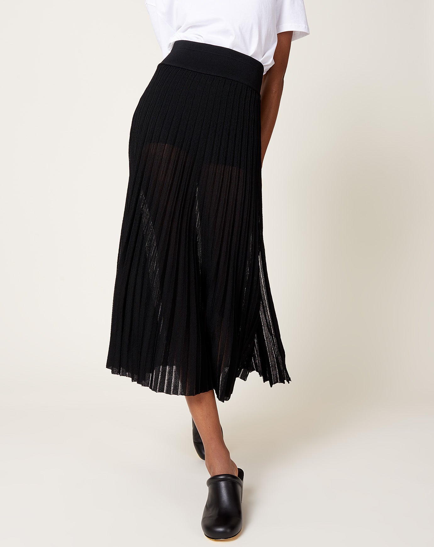 Maria McManus Sheer Pleat Skirt in Black