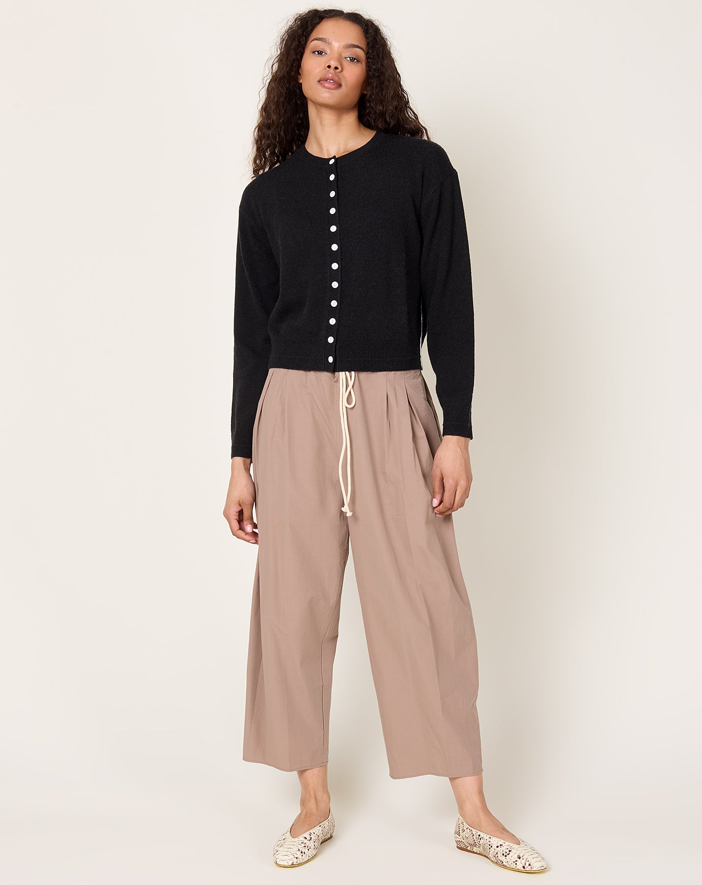 Maria McManus Tiny Button Cardigan in Black