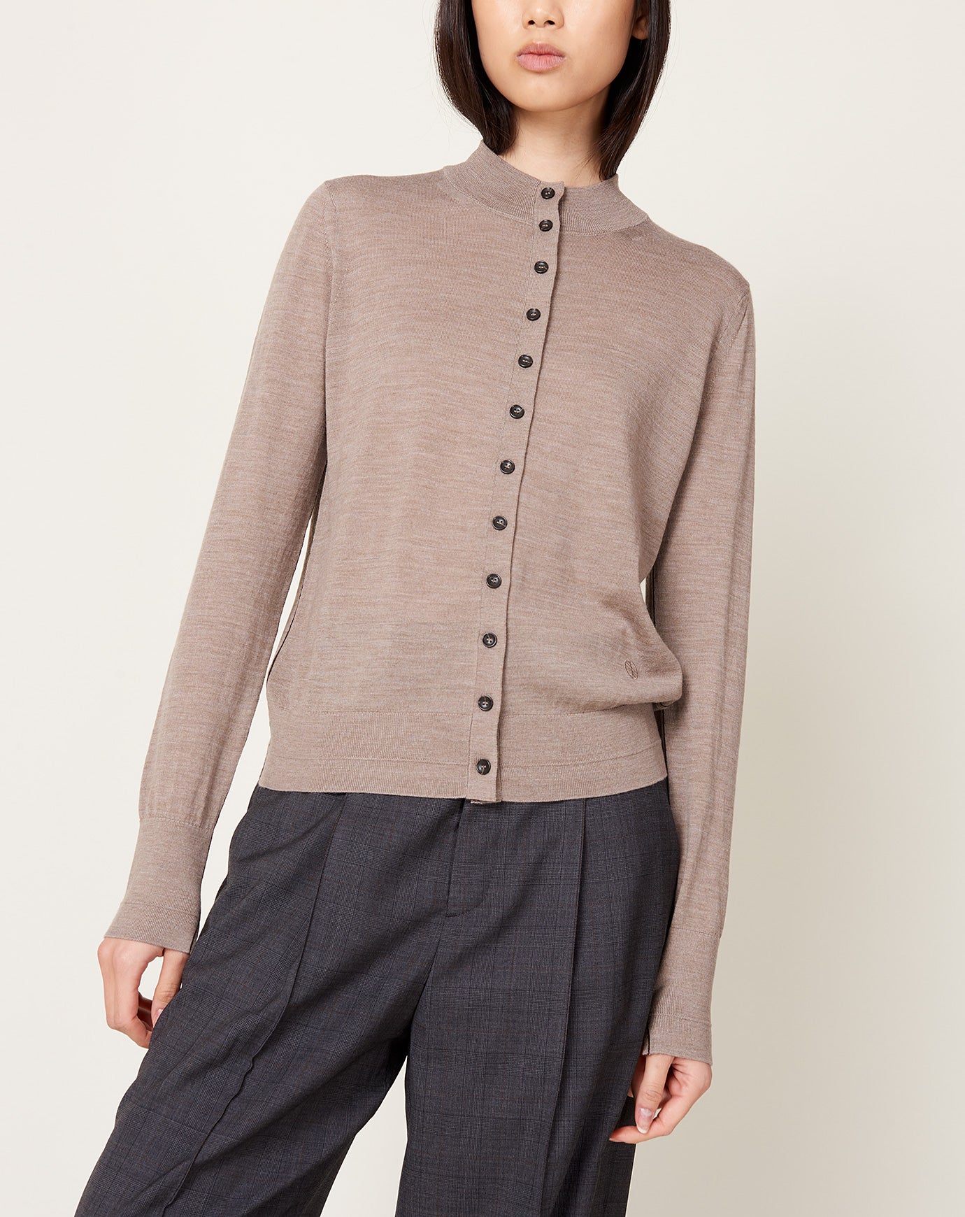 Maria McManus Tiny Button Cardigan in Stone