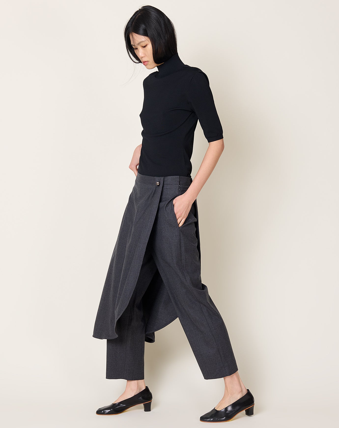 Maria McManus Wrap Skirt Trouser in Charcoal