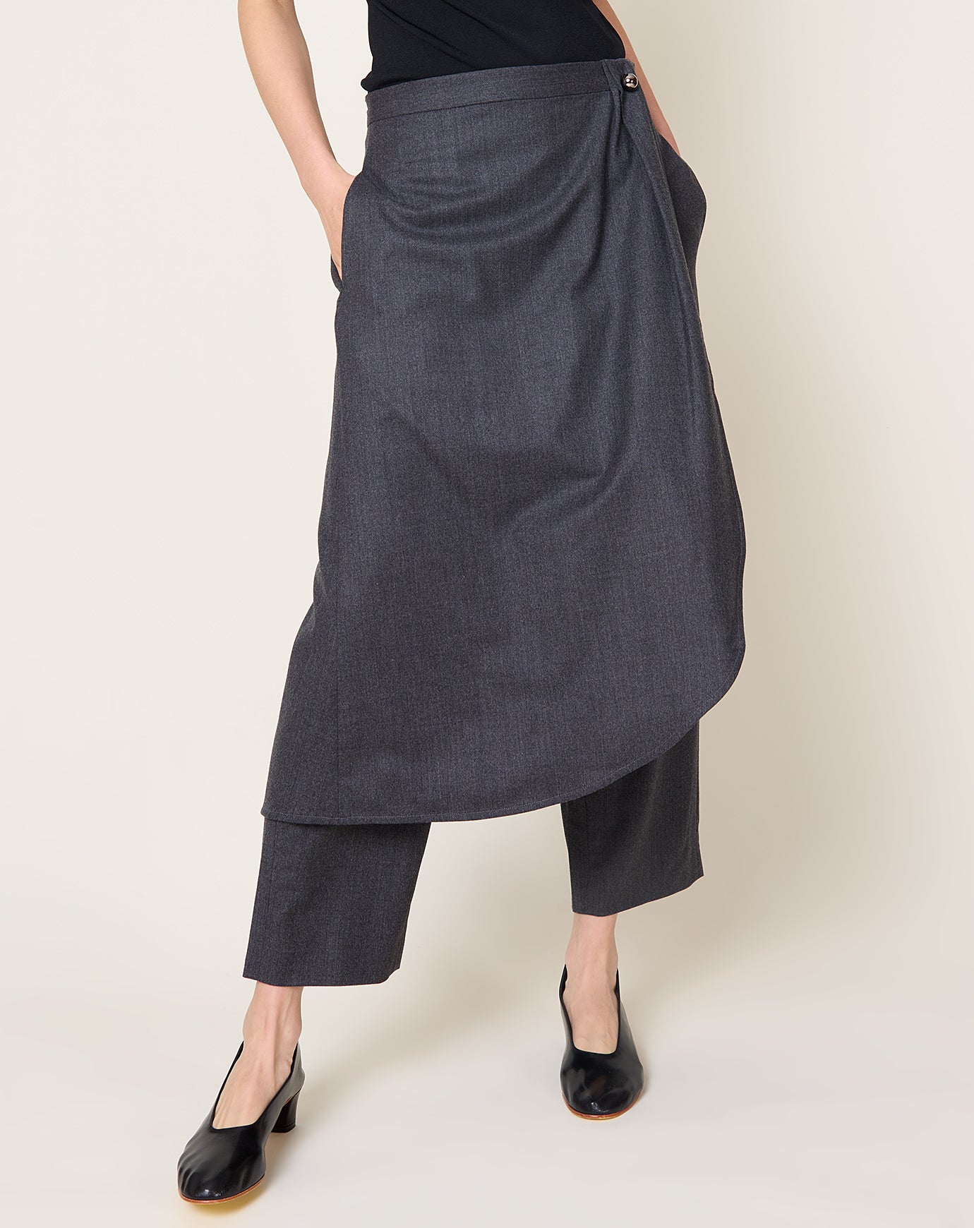 Maria McManus Wrap Skirt Trouser in Charcoal
