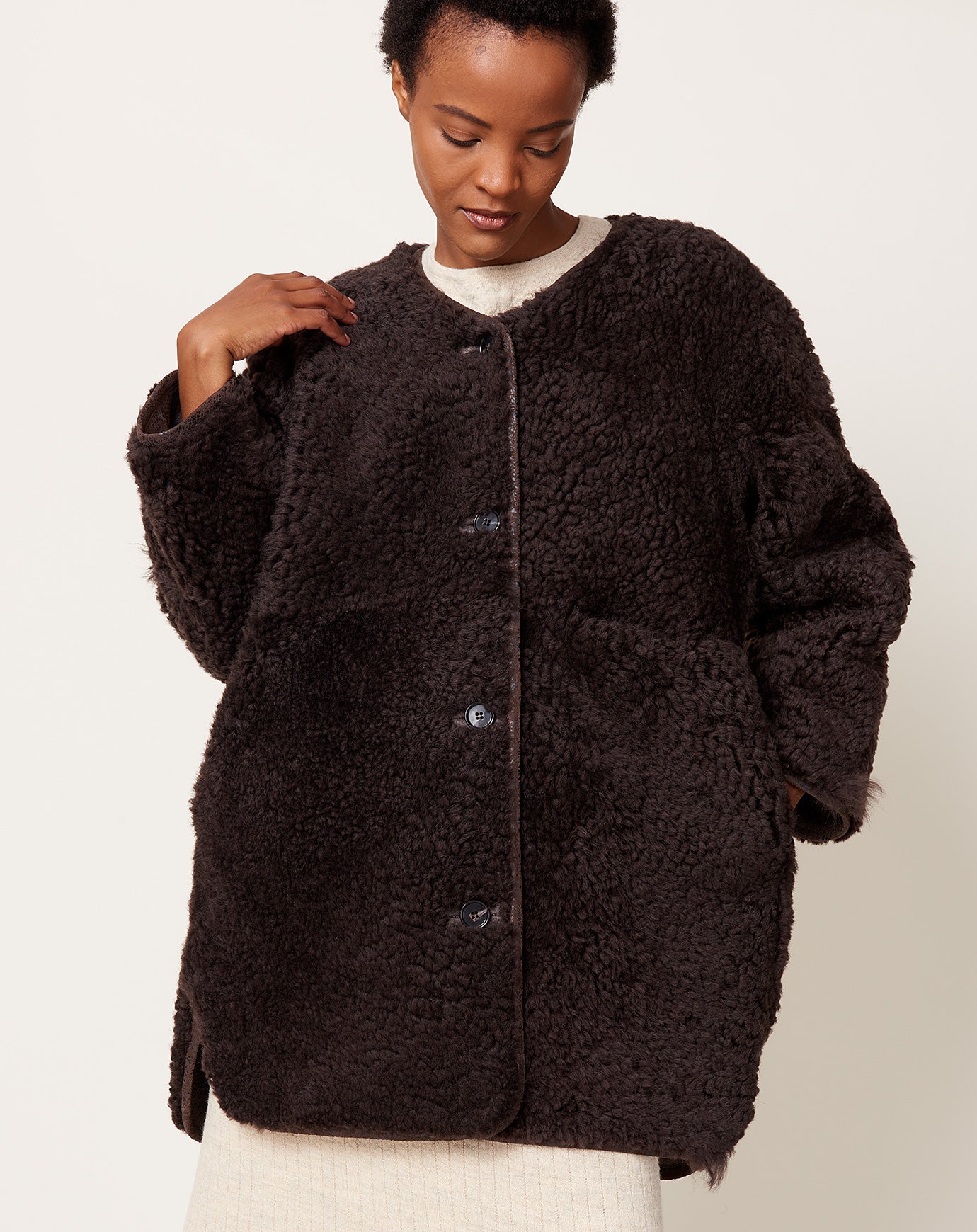 Milena Silvano Moon Coat in Licorice