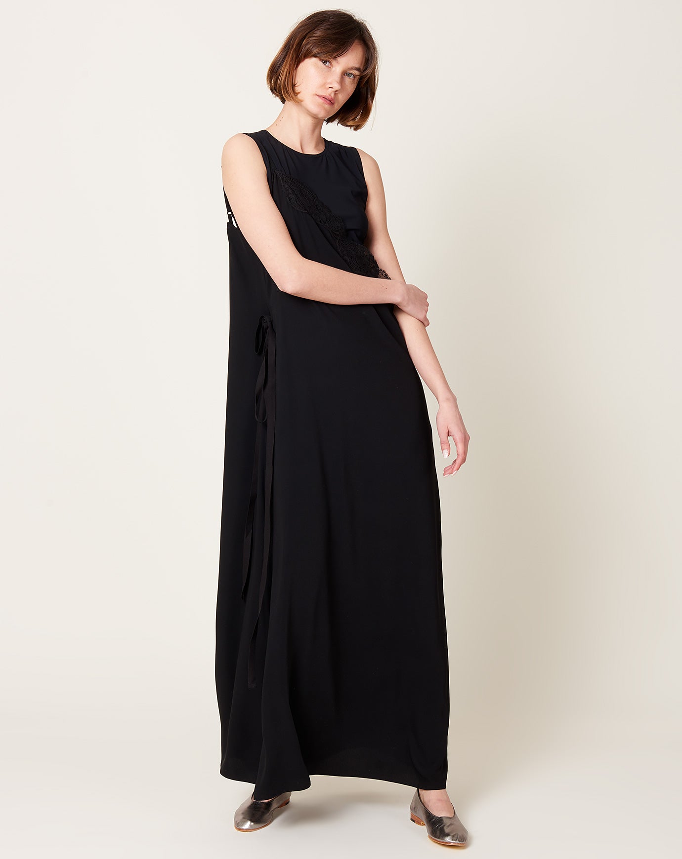 MM6 Asymmetric Slip Maxi Dress in Black