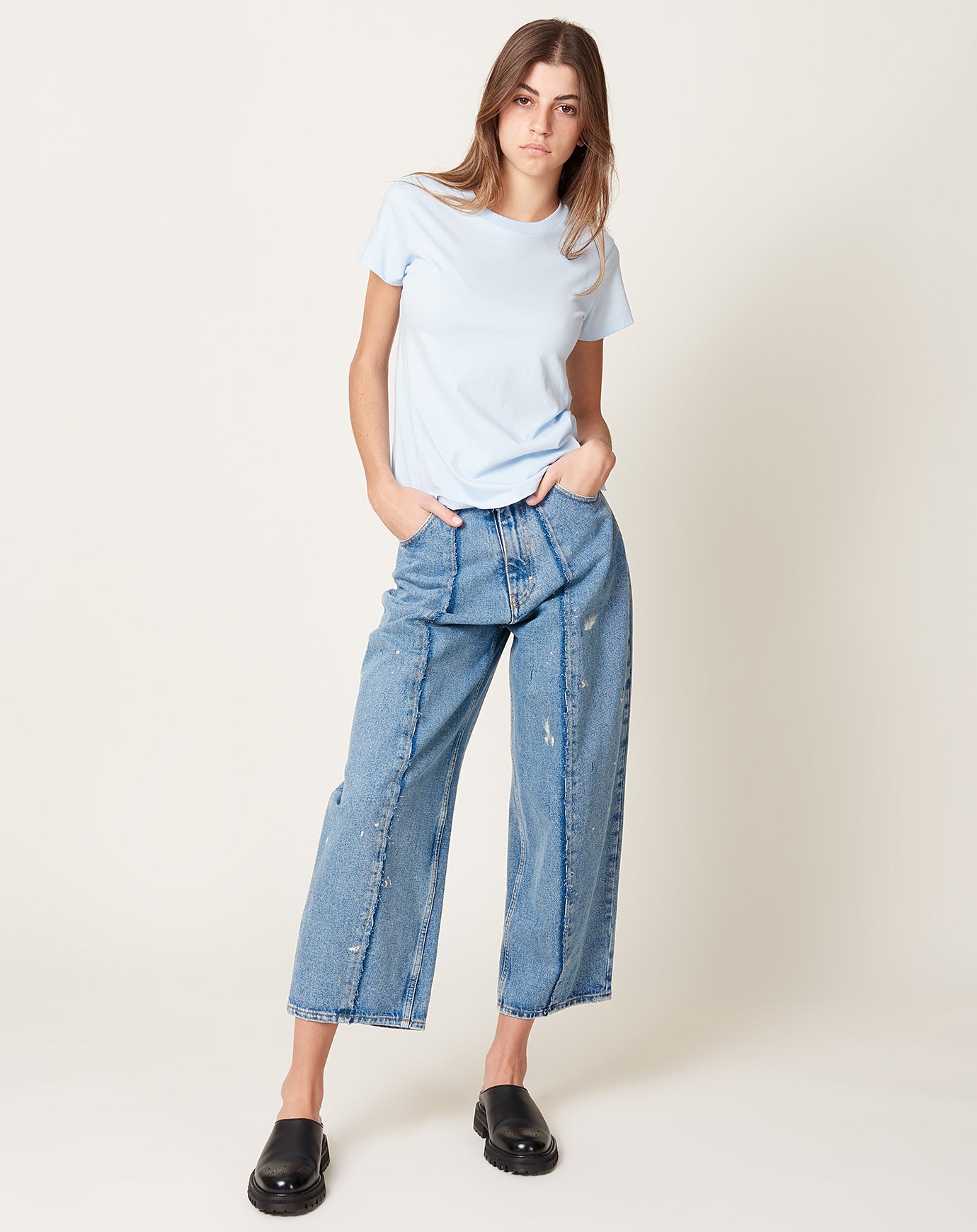 MM6 Blue Denim Raw Trousers