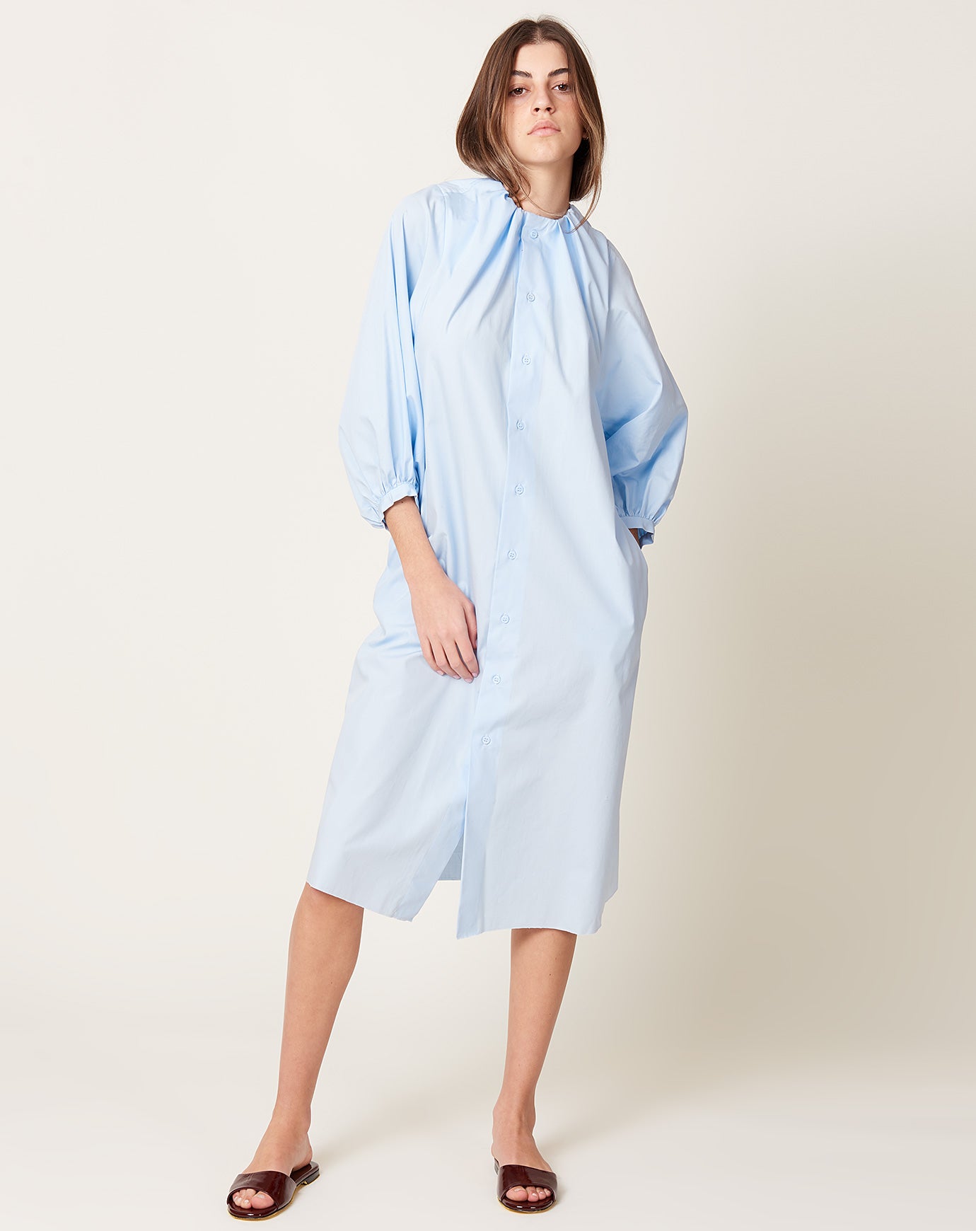 MM6 Button Front Dress in Shirt Blue