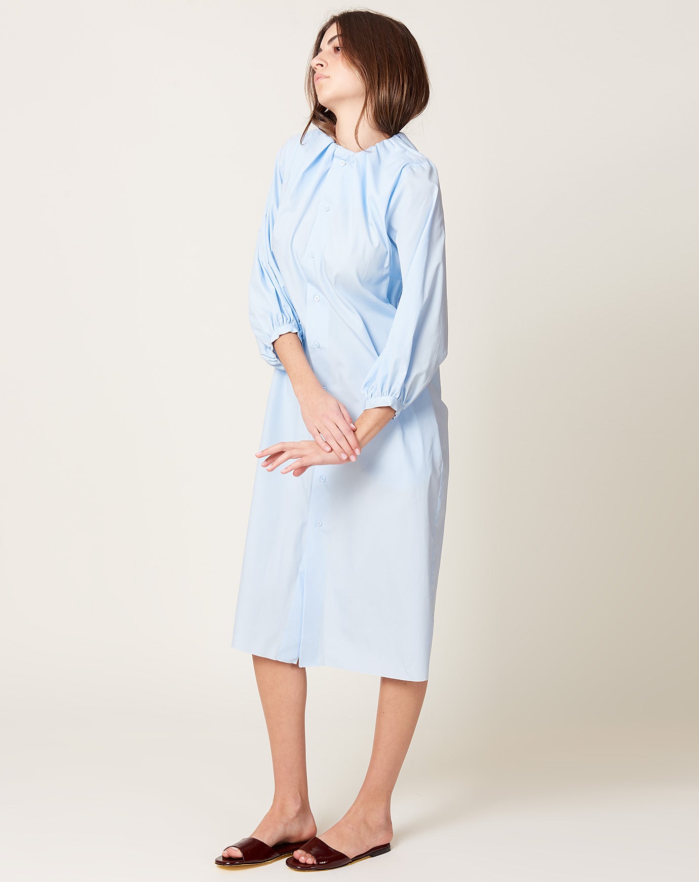 MM6 Button Front Dress in Shirt Blue