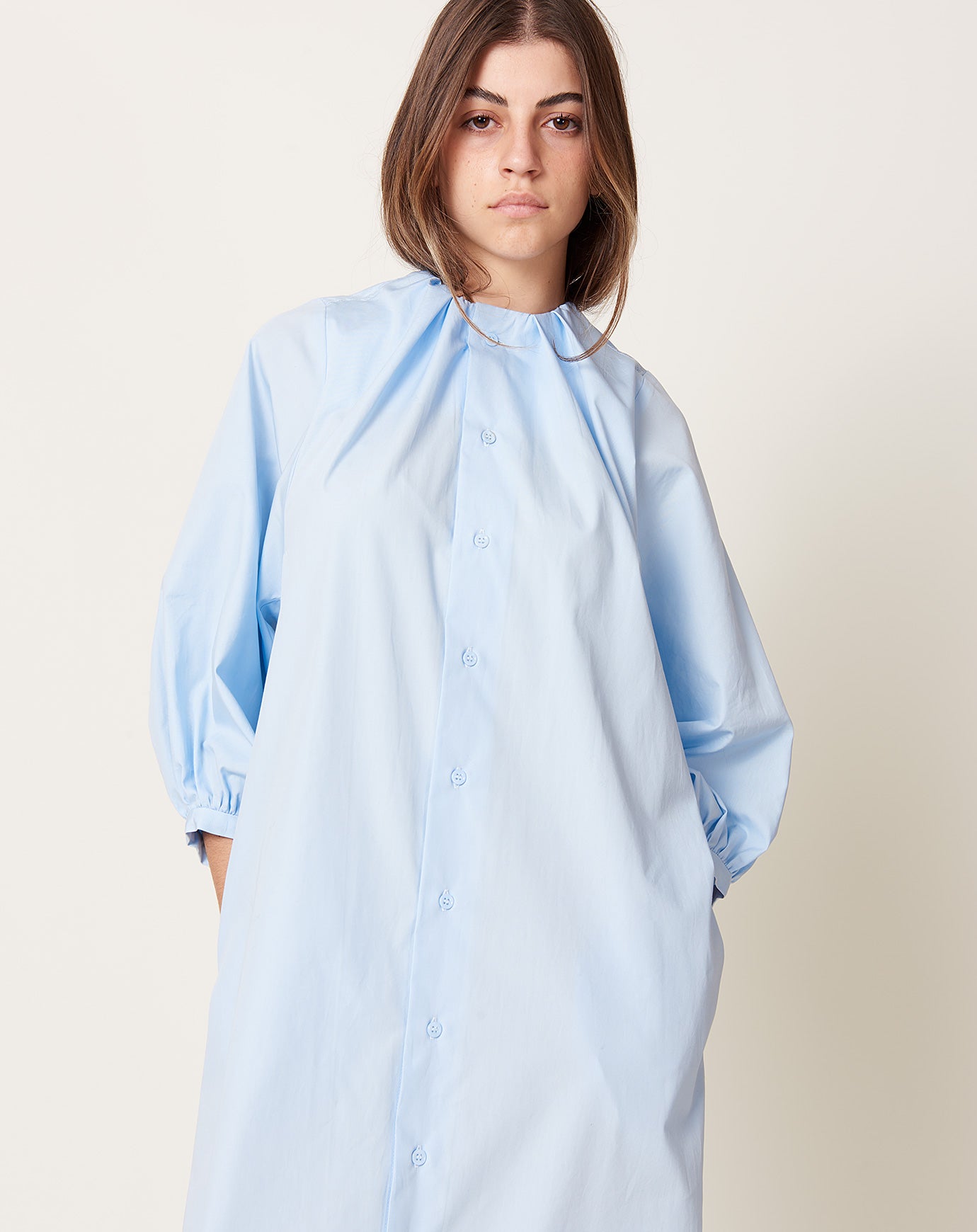 MM6 Button Front Dress in Shirt Blue