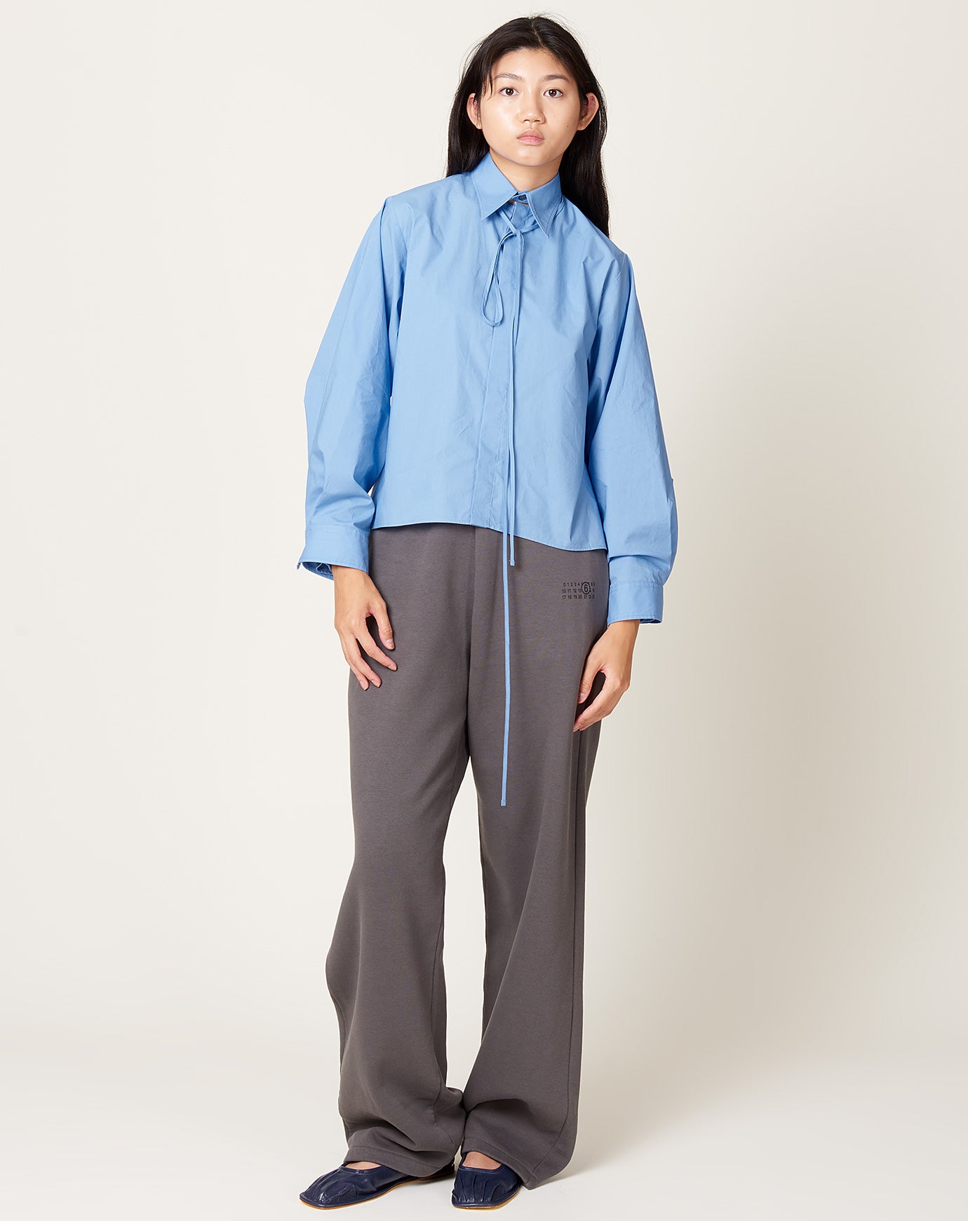 MM6 Convertible Collar Shirt in Iris Blue